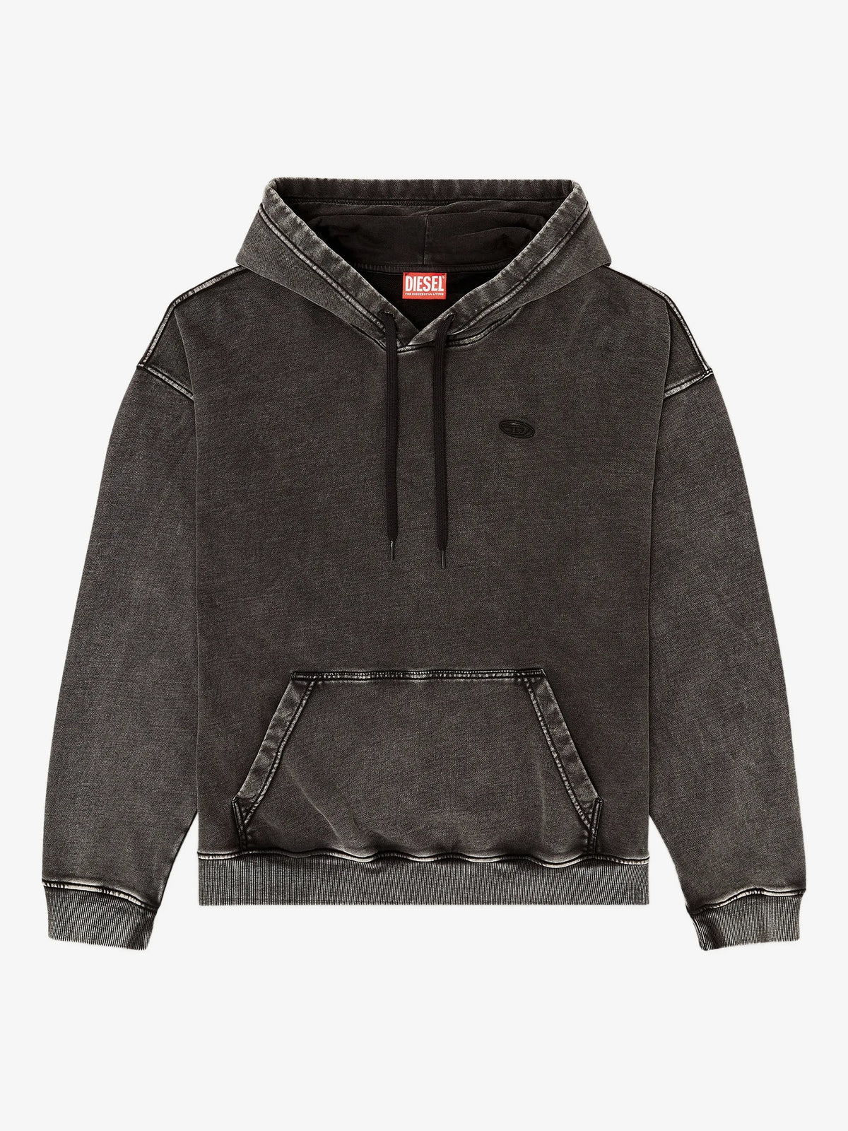 Image of Sweat à Capuche Effet Denim Gris by Diesel for Men - Season Spring-Summer 2026 - Model View 1
