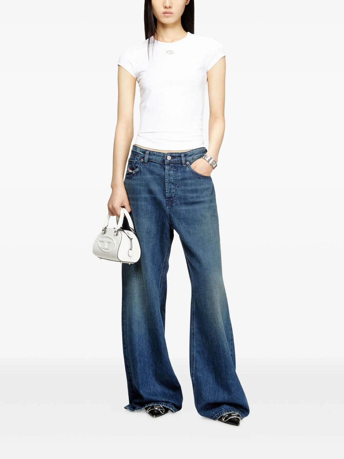 Image of t-angie-od White T-Shirt by Diesel for Women - Season Spring-Summer 2026 - Model View 2