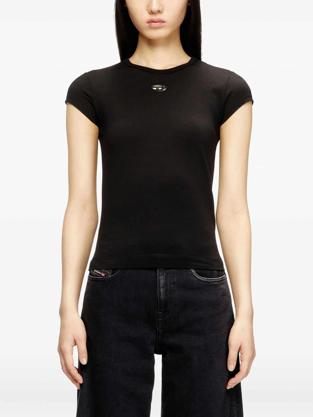 Image of t-angie-od Black T-Shirt by Diesel for Women - Season Spring-Summer 2026 - Model View 3