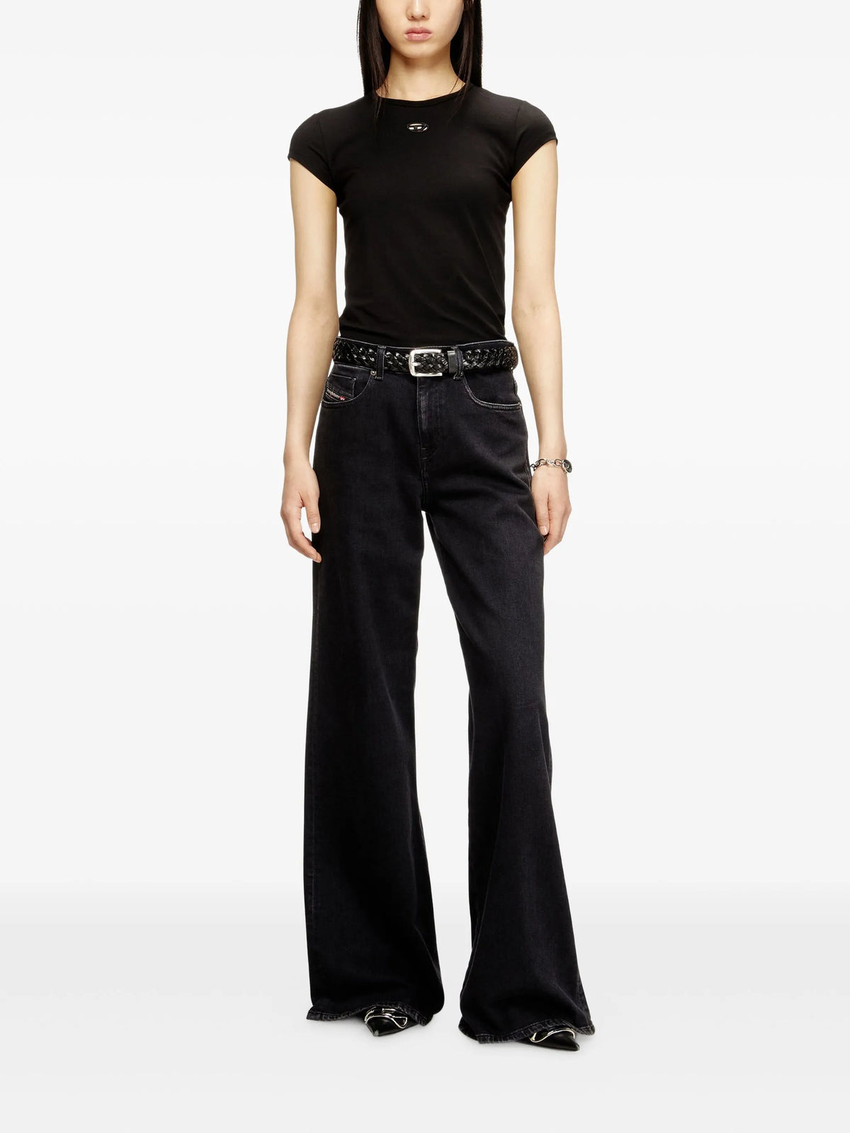 Image of t-angie-od Black T-Shirt by Diesel for Women - Season Spring-Summer 2026 - Model View 2