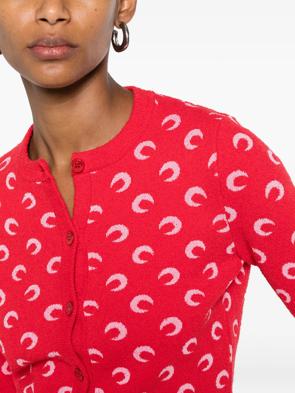 Image of Cardigan Bouclette Moon Rouge by Marine Serre for Women - Season Spring-Summer 2026 - Model View 4