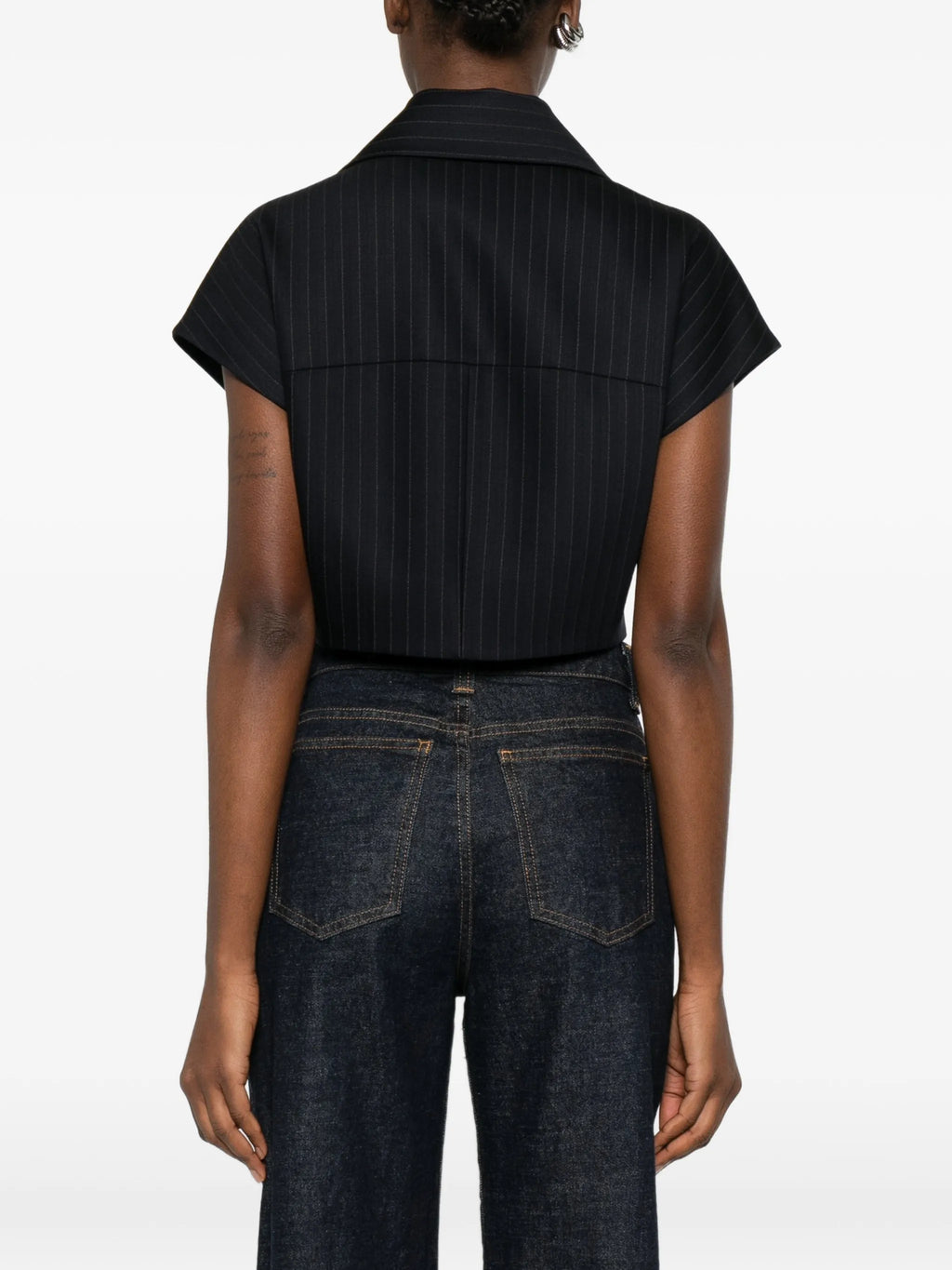 Image of Robin Cropped Striped Top by Khaite for Women - Season Spring-Summer 2026 - Model view 3