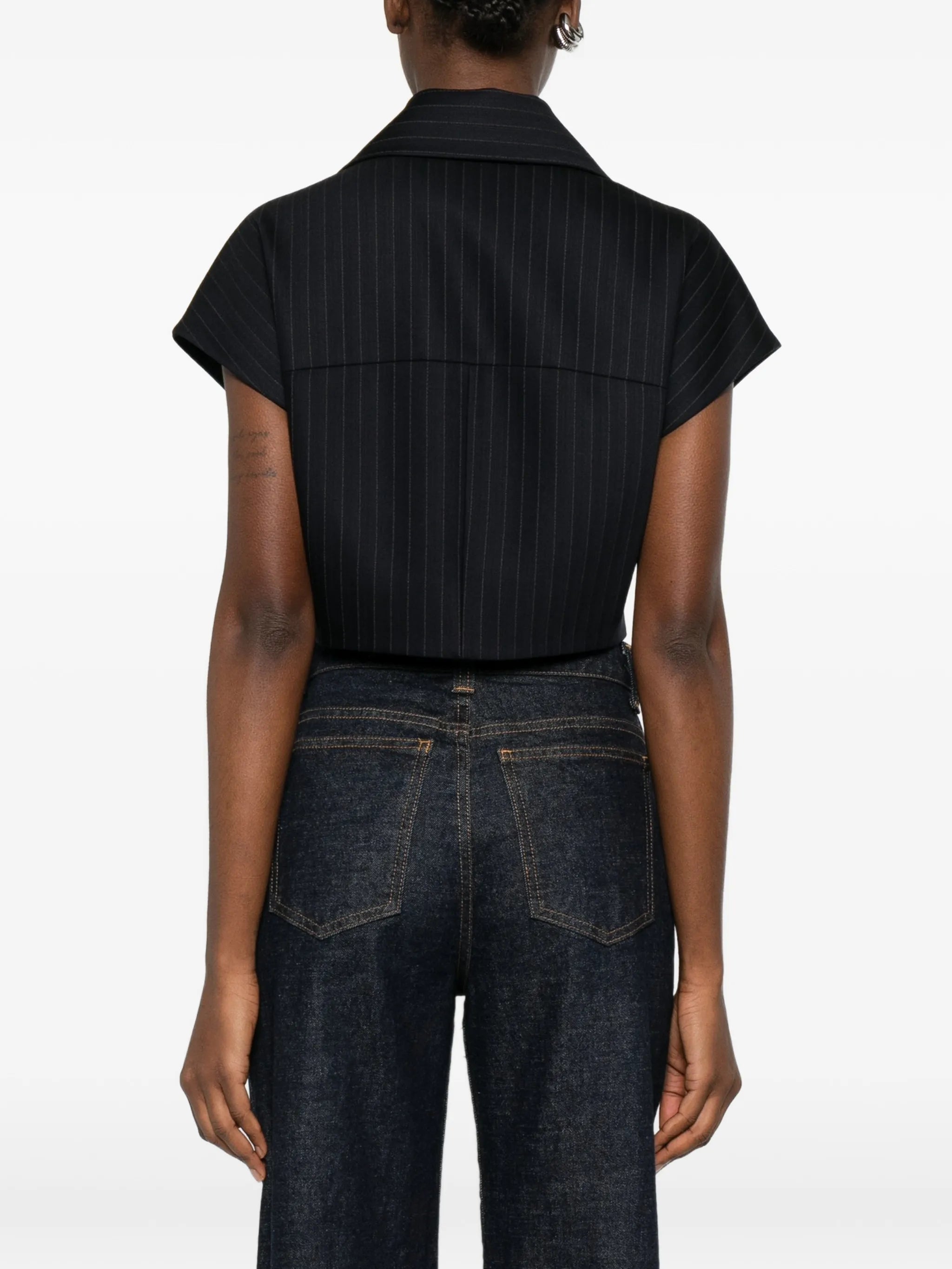 Image of Robin Cropped Striped Top by Khaite for Women - Season Spring-Summer 2026 - Model view 3