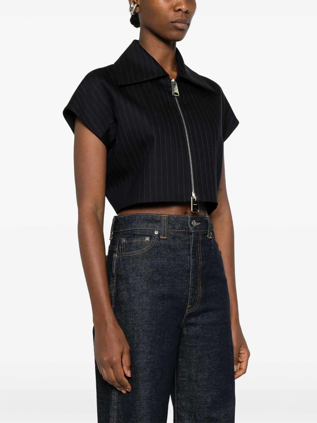 Image of Robin Cropped Striped Top by Khaite for Women - Season Spring-Summer 2026 - Model view 2