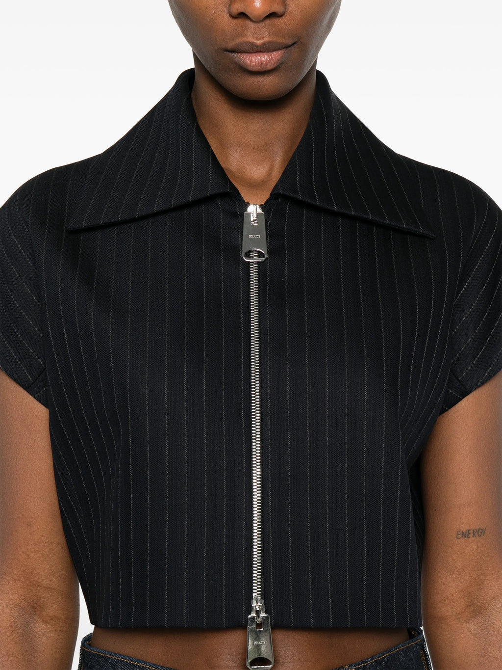 Image of Robin Cropped Striped Top by Khaite for Women - Season Spring-Summer 2026 - Model view 4