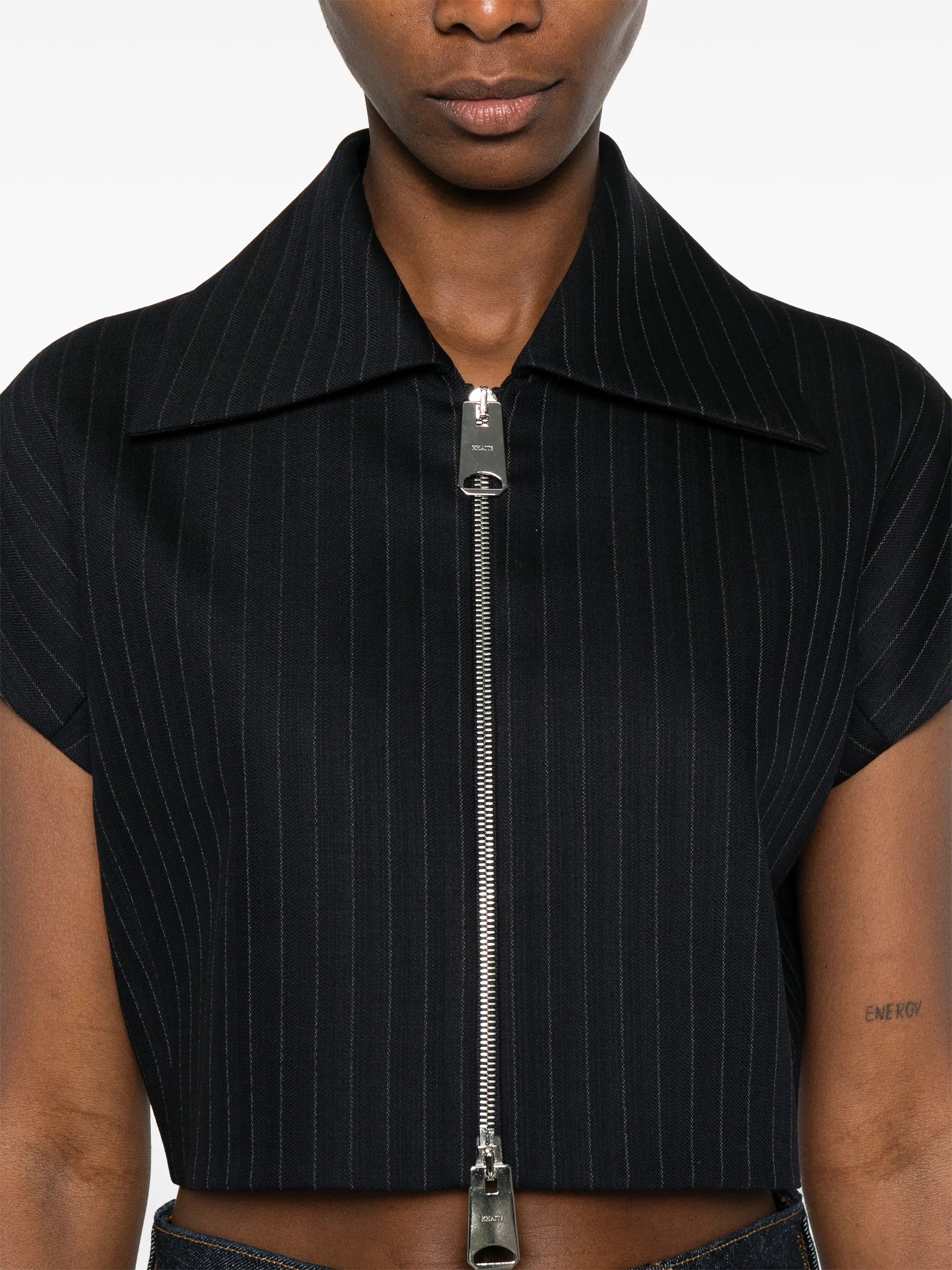 Image of Robin Cropped Striped Top by Khaite for Women - Season Spring-Summer 2026 - Model view 4