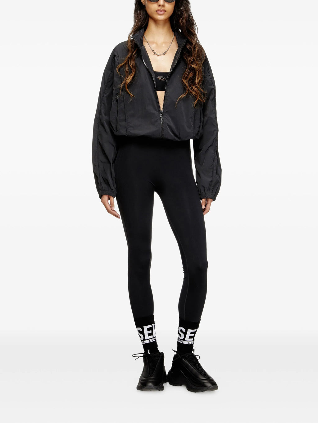 Image of Black Nylon Leggings by Diesel for Women - Season Spring-Summer 2026 - Model view 1