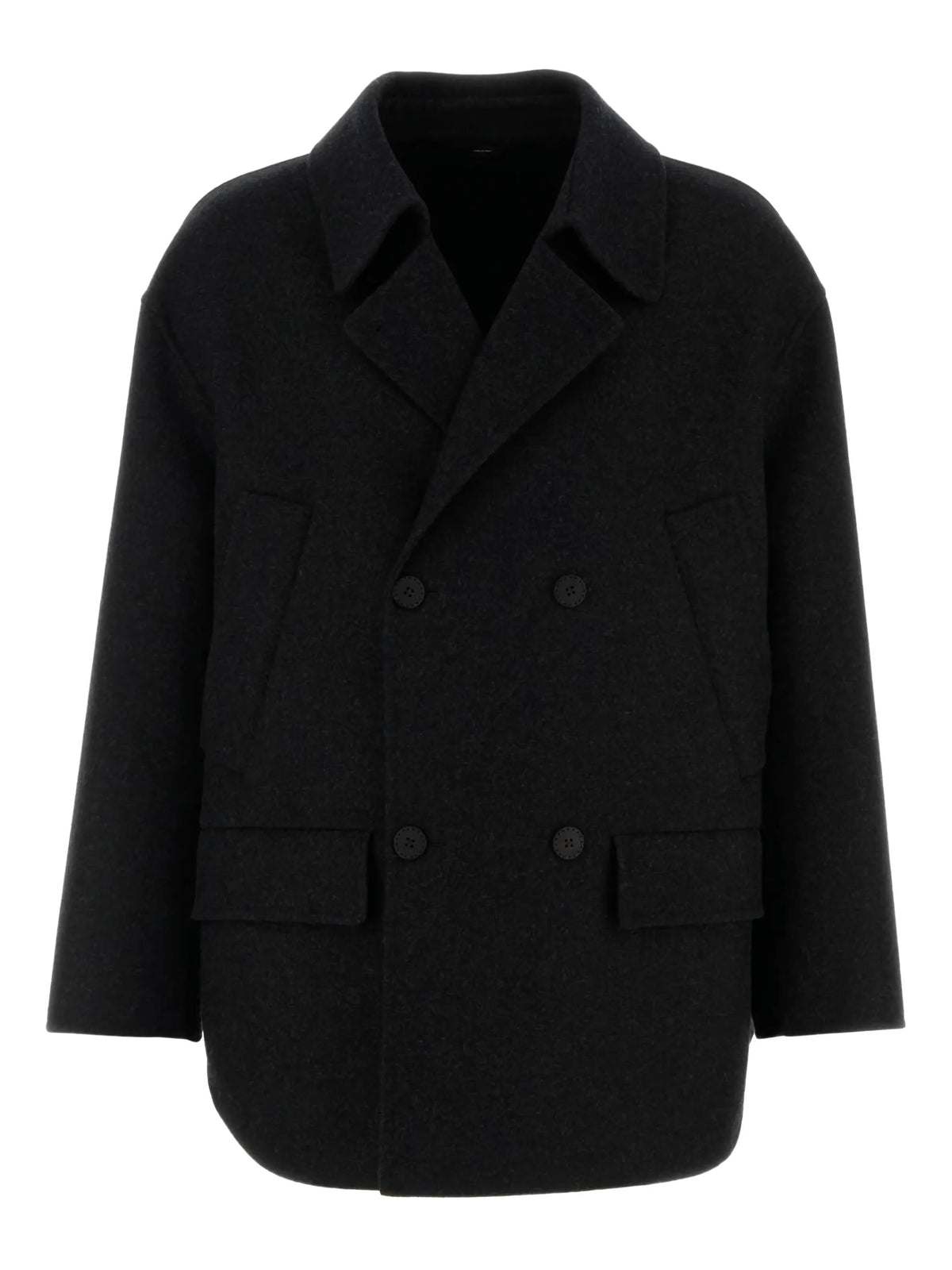 Image of Grey Wool Coat by Fendi for Men - Season Autumn-Winter 2025 - Model View 1