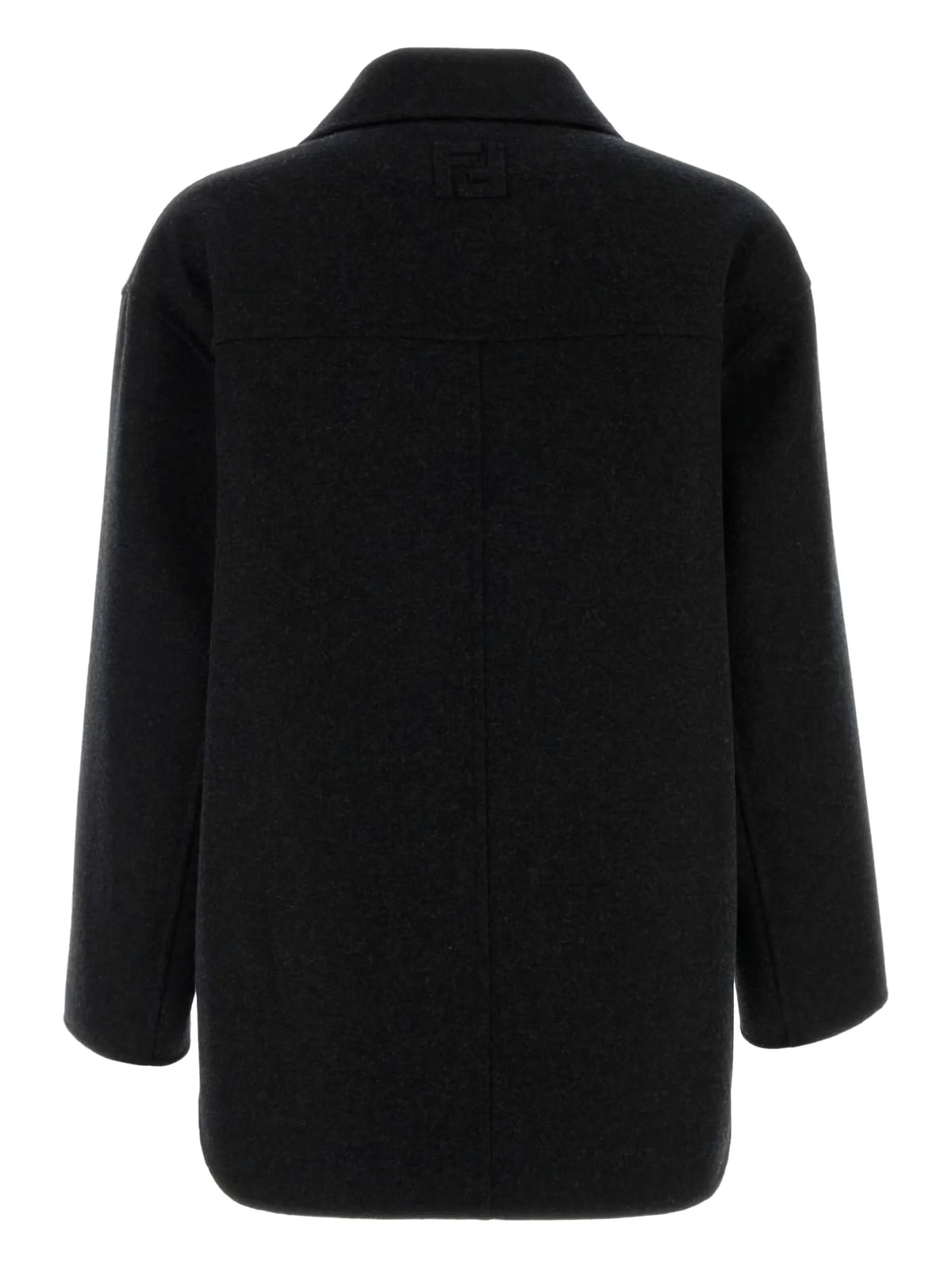 Image of Grey Wool Coat by Fendi for Men - Season Autumn-Winter 2025 - Model View 2