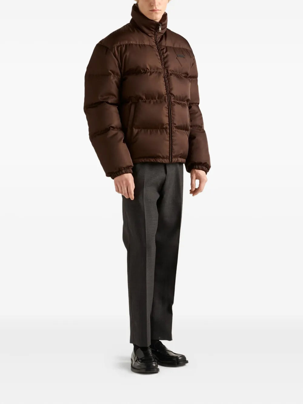 Giacca Down in Nylon Marrone