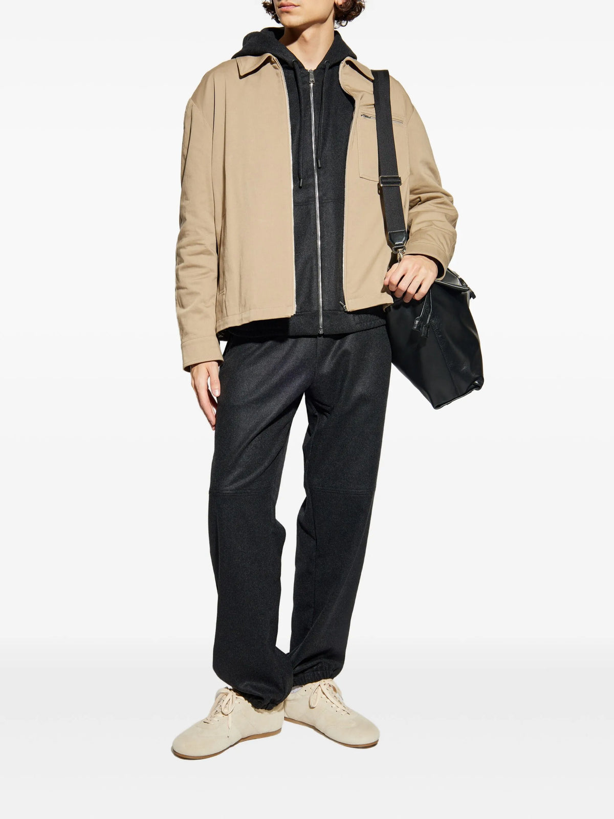 Image of Beige Cotton Jacket by Fendi for Men - Season Autumn-Winter 2025 - Model View 1