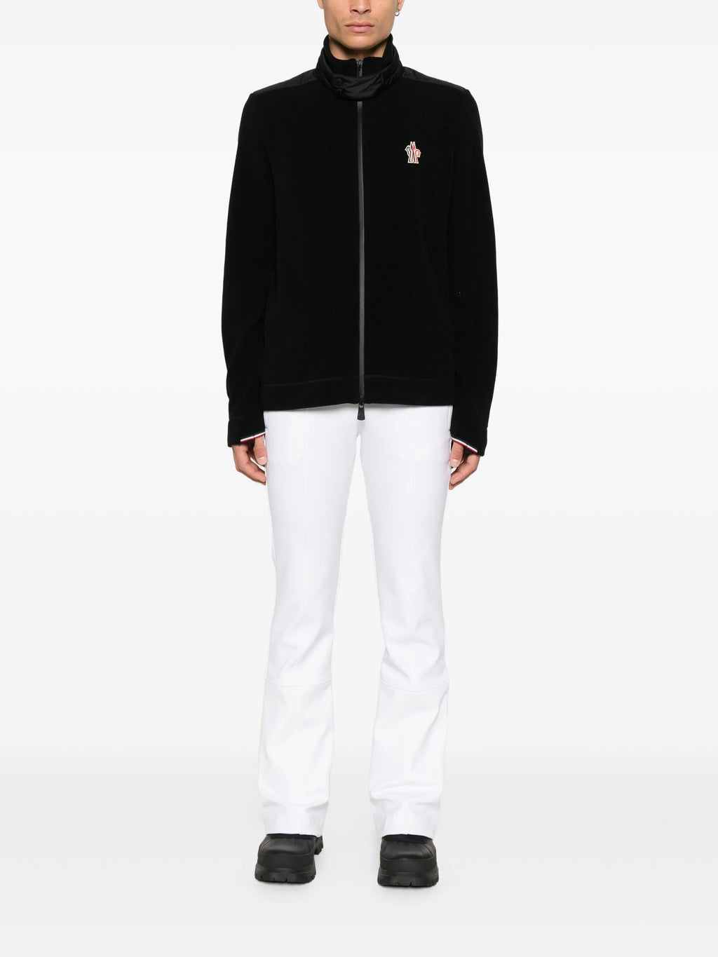 Image of Black Zippered Sweatshirt by Moncler Grenoble for Men - Season Autumn-Winter 2025 - Model View 1