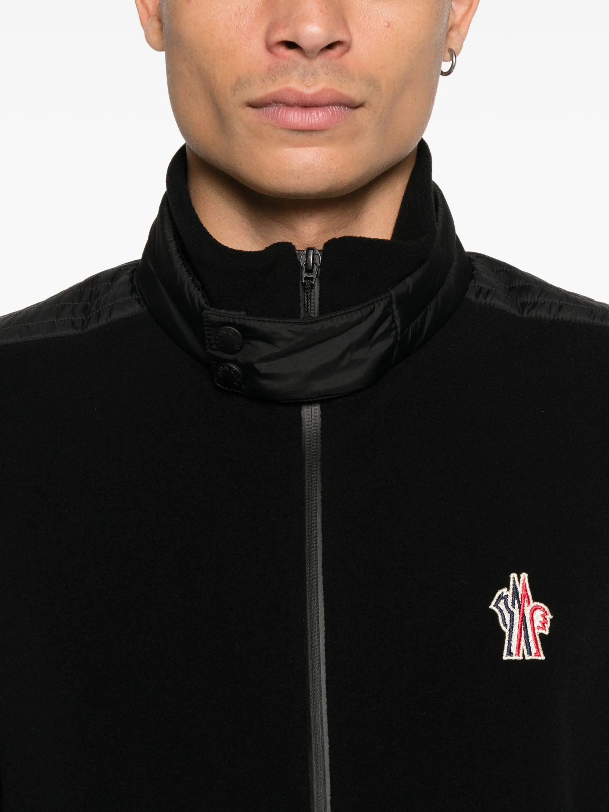 Image of Black Zippered Sweatshirt by Moncler Grenoble for Men - Season Autumn-Winter 2025 - Model View 4