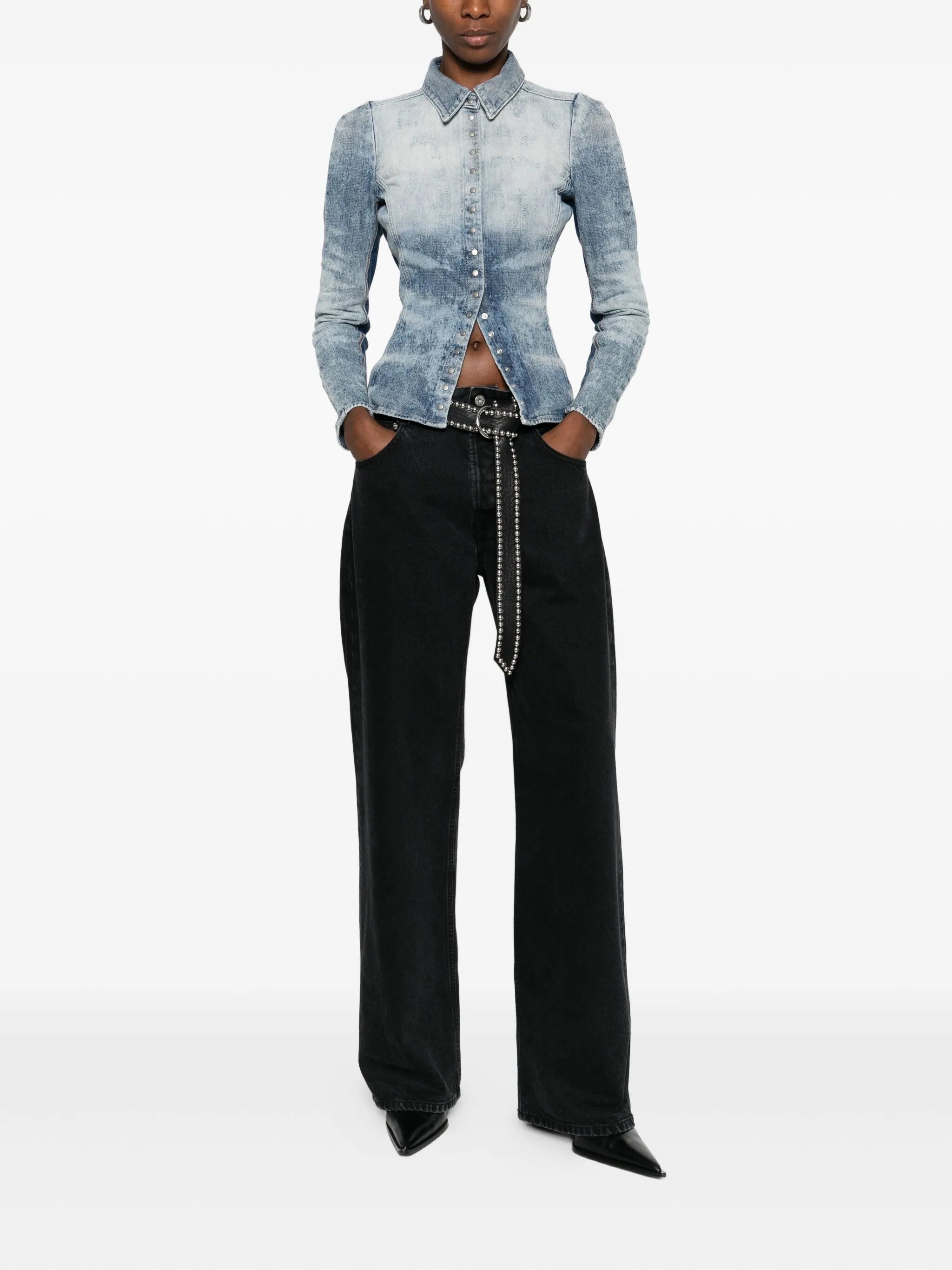 Image of Denim Shirt by Diesel for Women - Season Autumn-Winter 2025 - Model view 1
