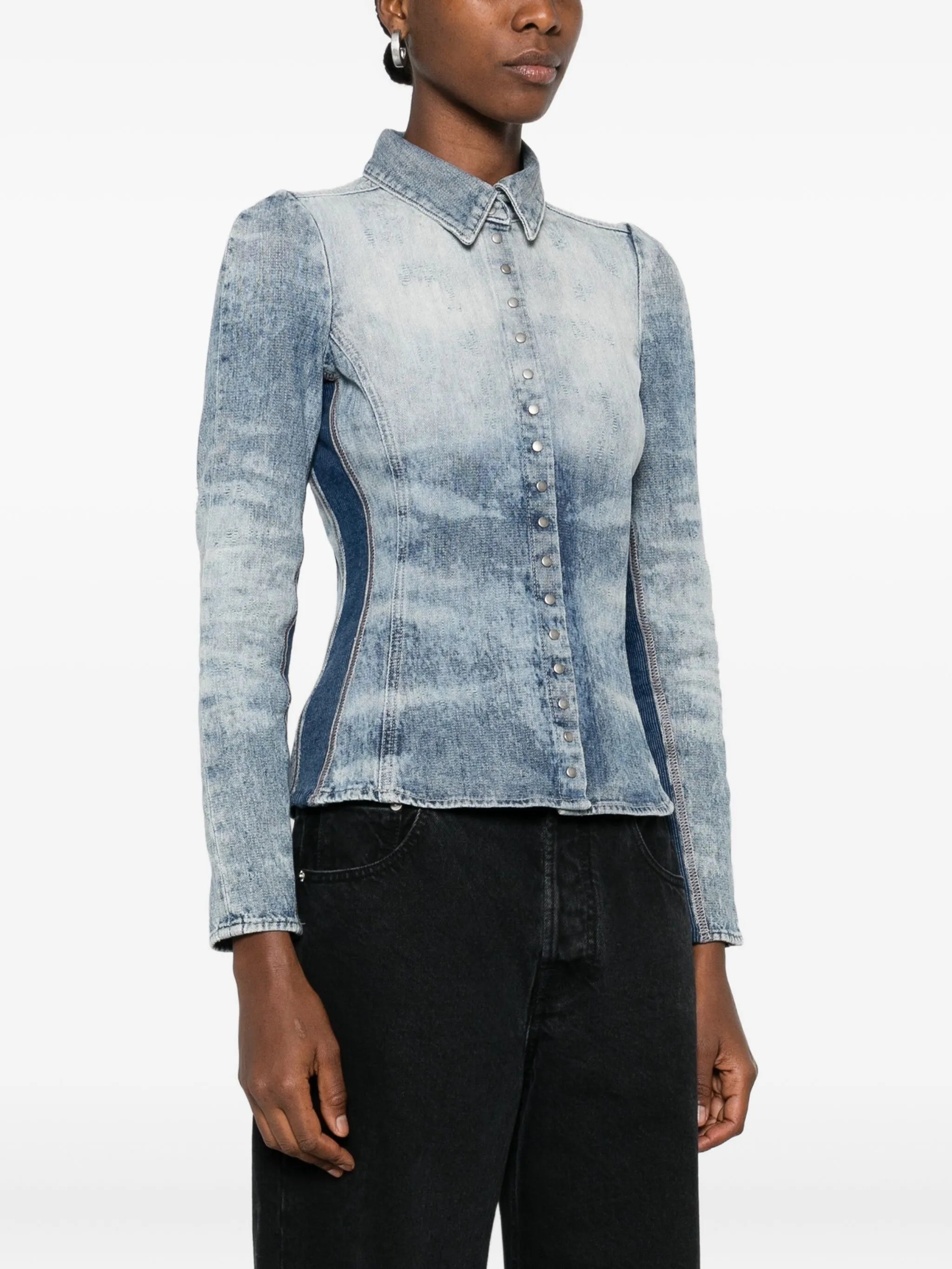 Image of Denim Shirt by Diesel for Women - Season Autumn-Winter 2025 - Model view 2