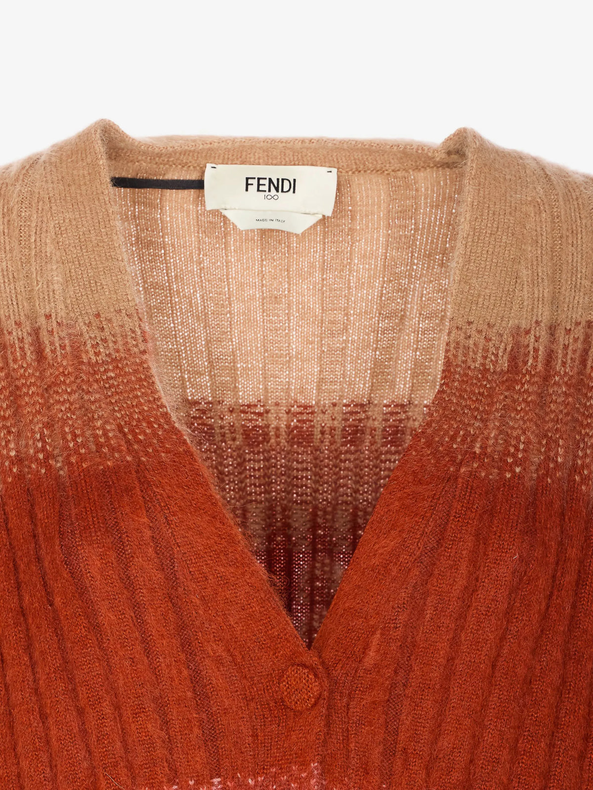 Image of Multicolored Mohair and Wool Cardigan by Fendi for Women - Season Autumn-Winter 2025 - Model View 4