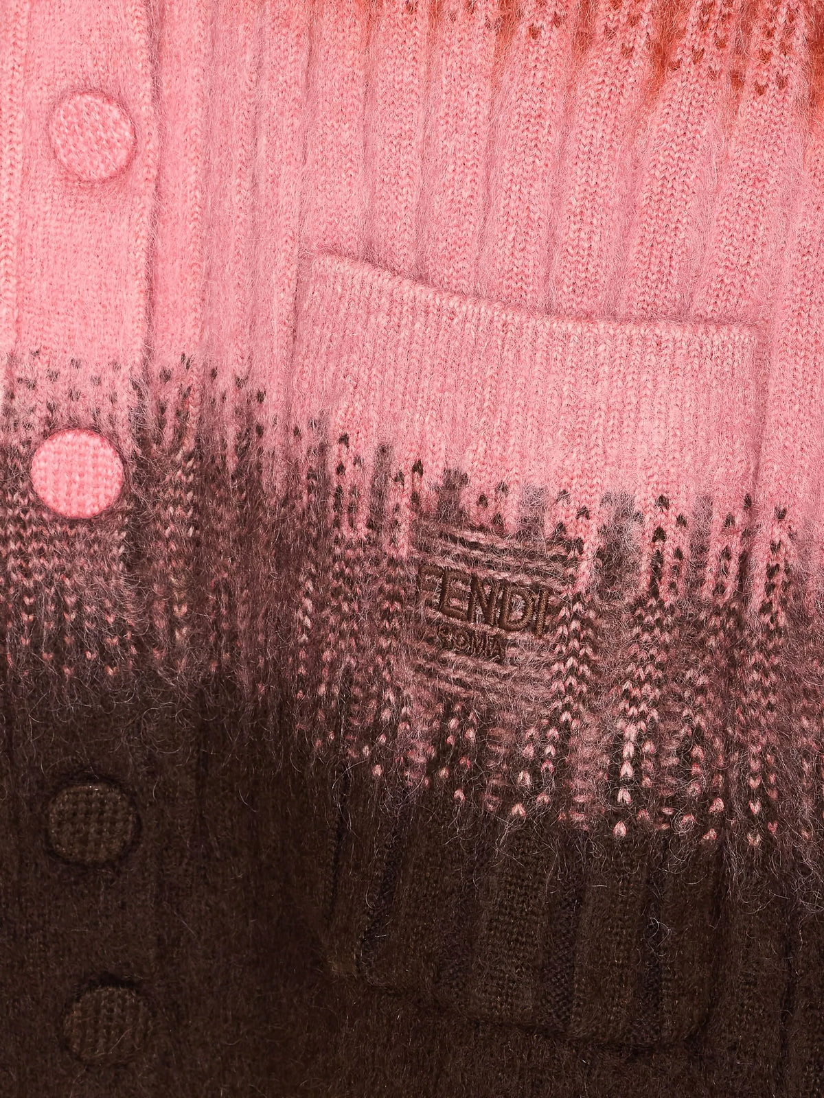Image of Multicolored Mohair and Wool Cardigan by Fendi for Women - Season Autumn-Winter 2025 - Model View 3
