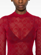 Image of Red Mesh Monogram Top by Marine Serre for Women - Season Autumn-Winter 2025 - Model view 4