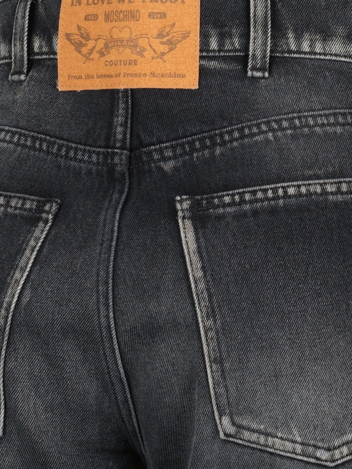 Image of Black Denim Jeans by Moschino for Women - Season Autumn-Winter 2025 - Model View 3