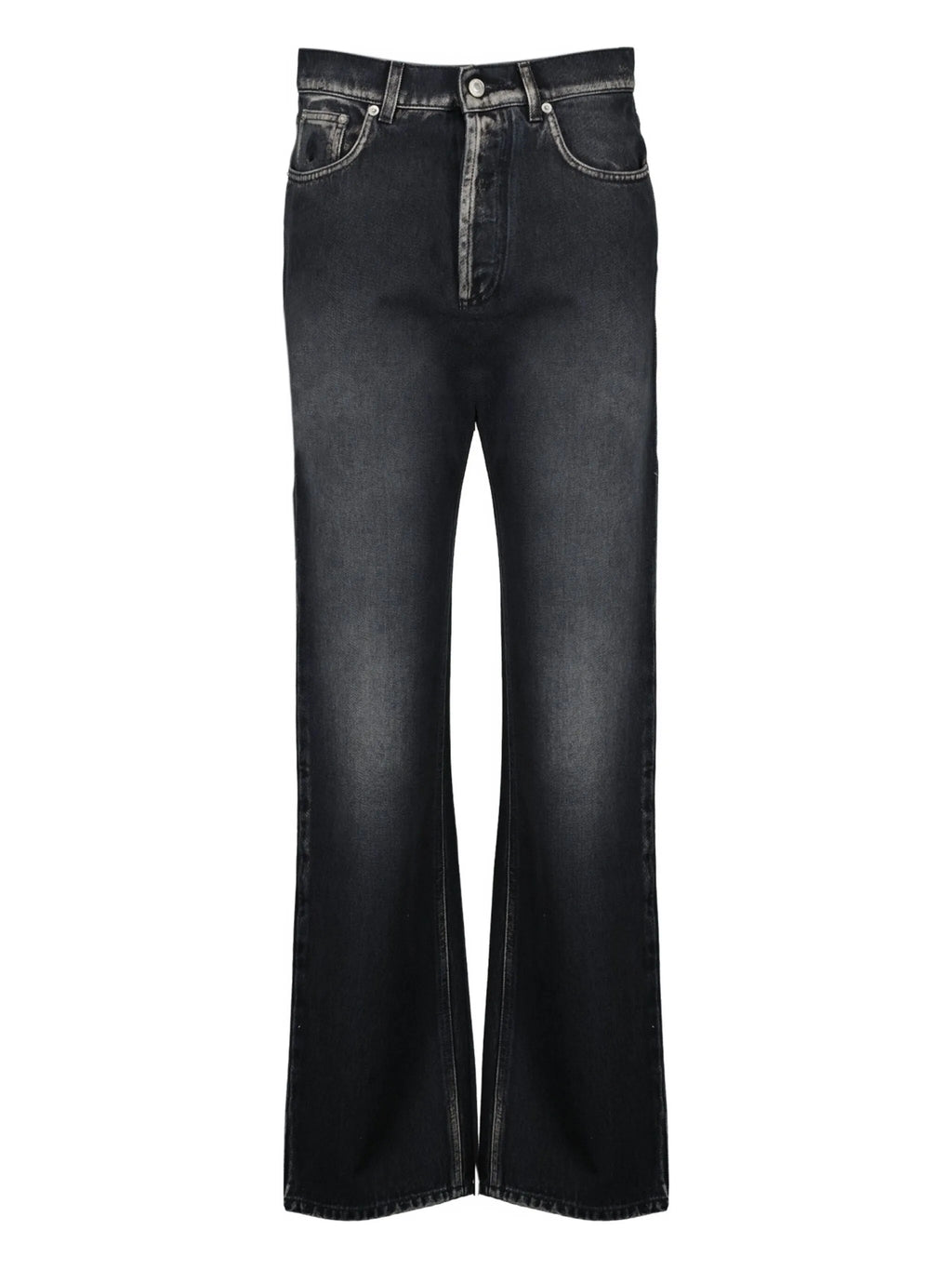 Image of Black Denim Jeans by Moschino for Women - Season Autumn-Winter 2025 - Model View 1