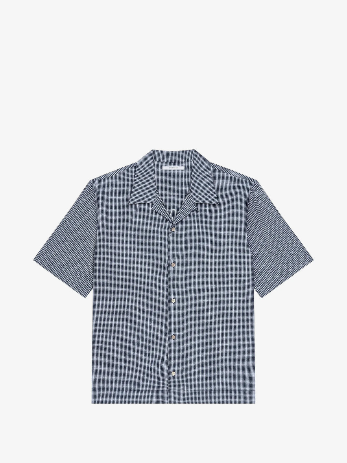 Image of Checkered Cotton Shirt Blue by Givenchy for Men - Season Spring-Summer 2026 - Model View 1