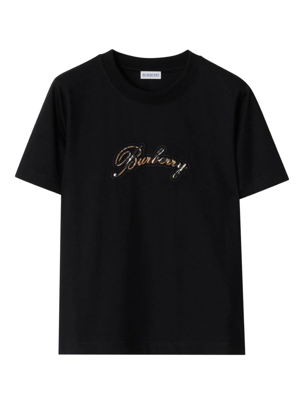 Image of Burberry Check Logo T-Shirt by Burberry for Women - Season Spring-Summer 2026 - Model View 1