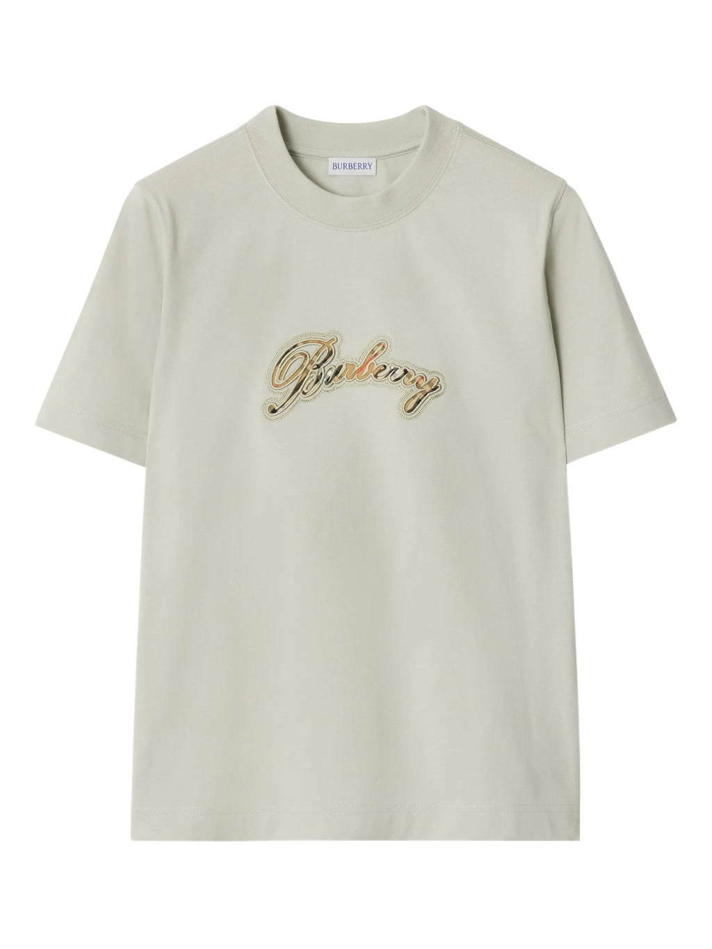 Image of T-Shirt Logo Check Green by Burberry for Women - Season Spring-Summer 2026 - Model View 1