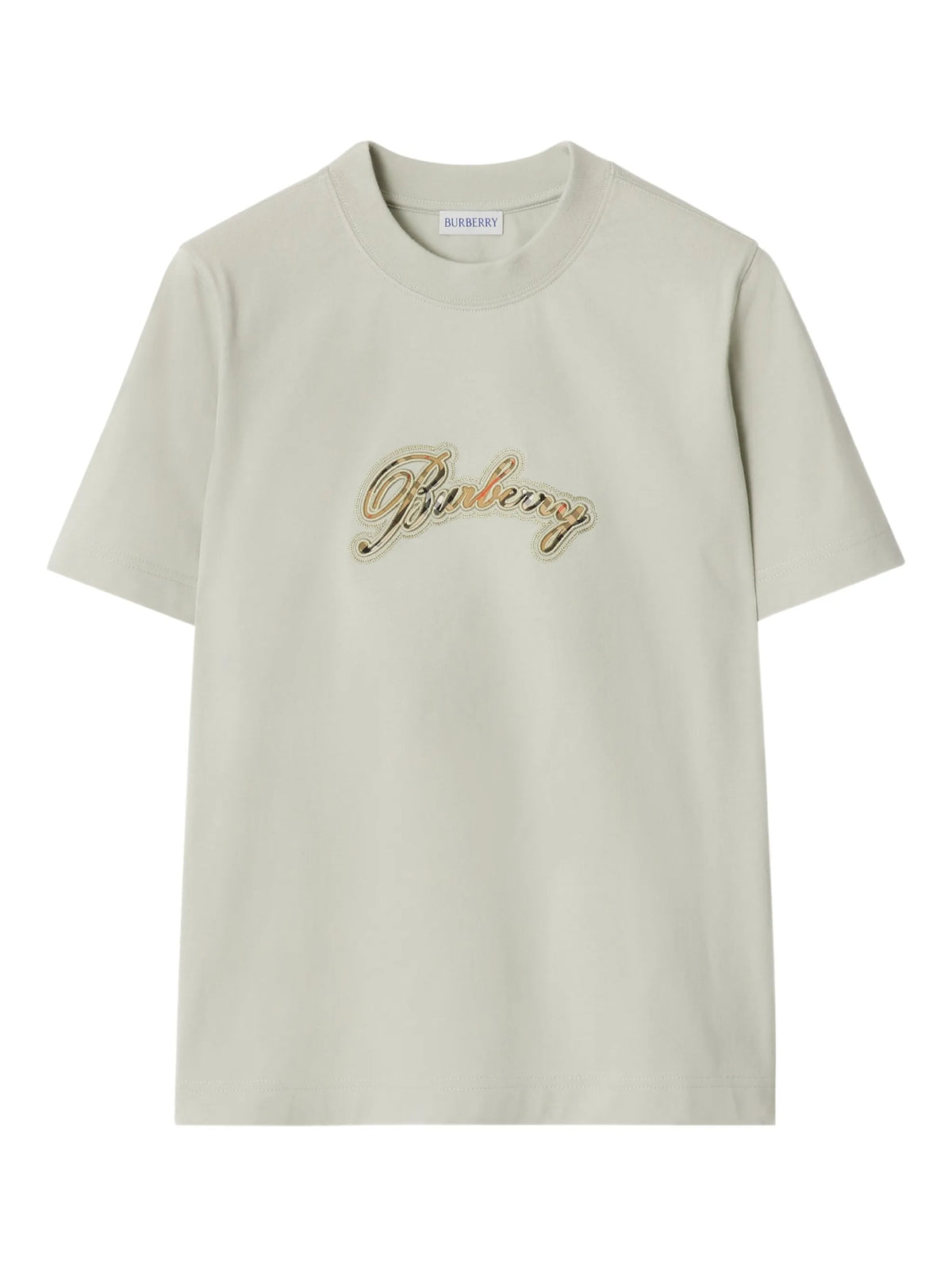 Image of T-Shirt Logo Check Green by Burberry for Women - Season Spring-Summer 2026 - Model View 1