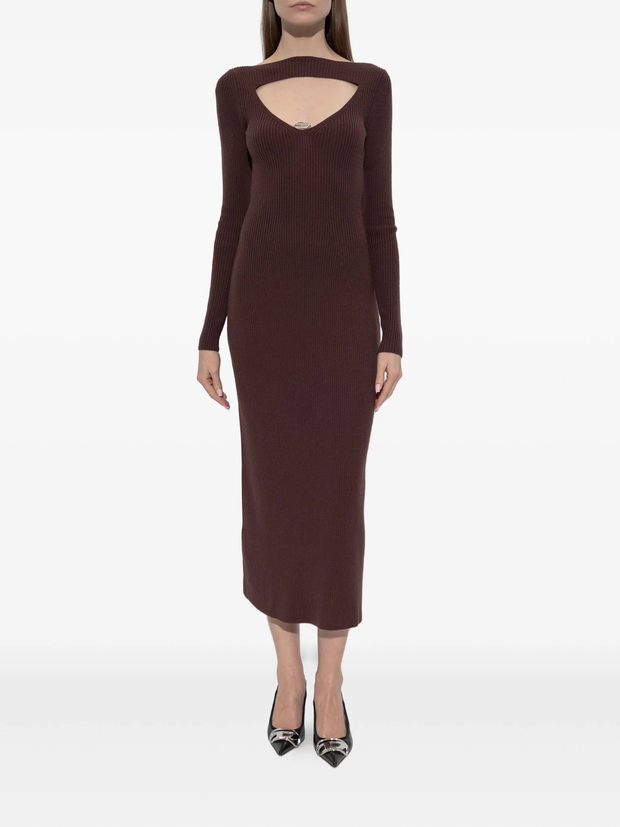 Image of M-Oloni Wool Dress in Bordeaux by Diesel for Women - Season Spring-Summer 2026 - Model view 2