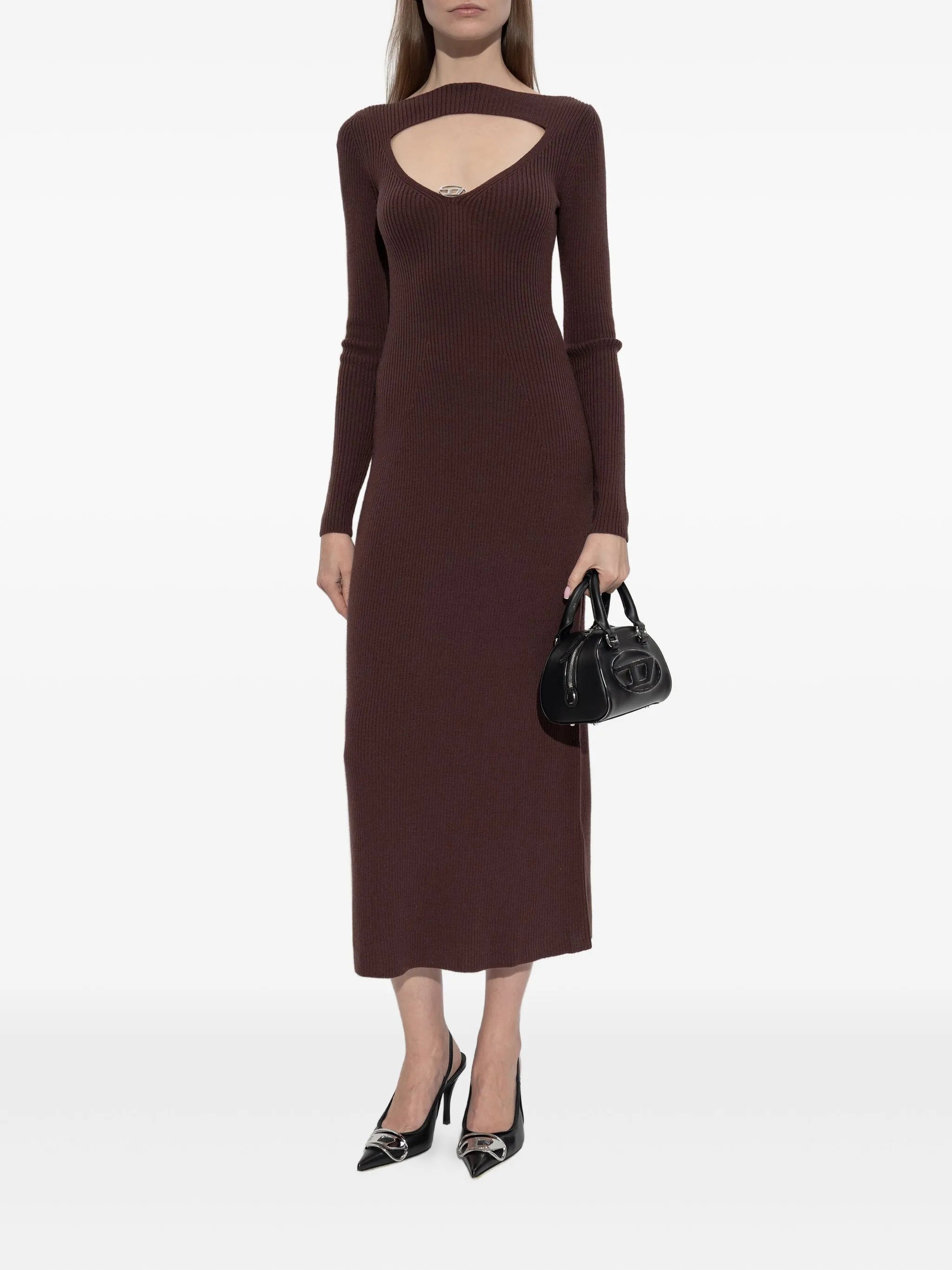 Image of M-Oloni Wool Dress in Bordeaux by Diesel for Women - Season Spring-Summer 2026 - Model view 1
