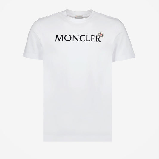 Moncler, White T-shirt, Logo T-shirt, Men's Fashion, Designer Clothing