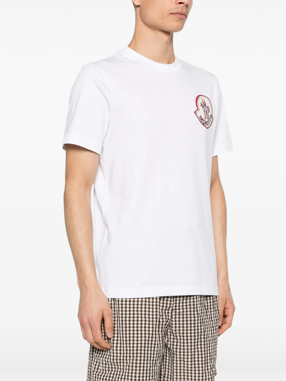 Image of White Logo T-Shirt by Moncler for Men - Season Spring-Summer 2026 - Model View 2