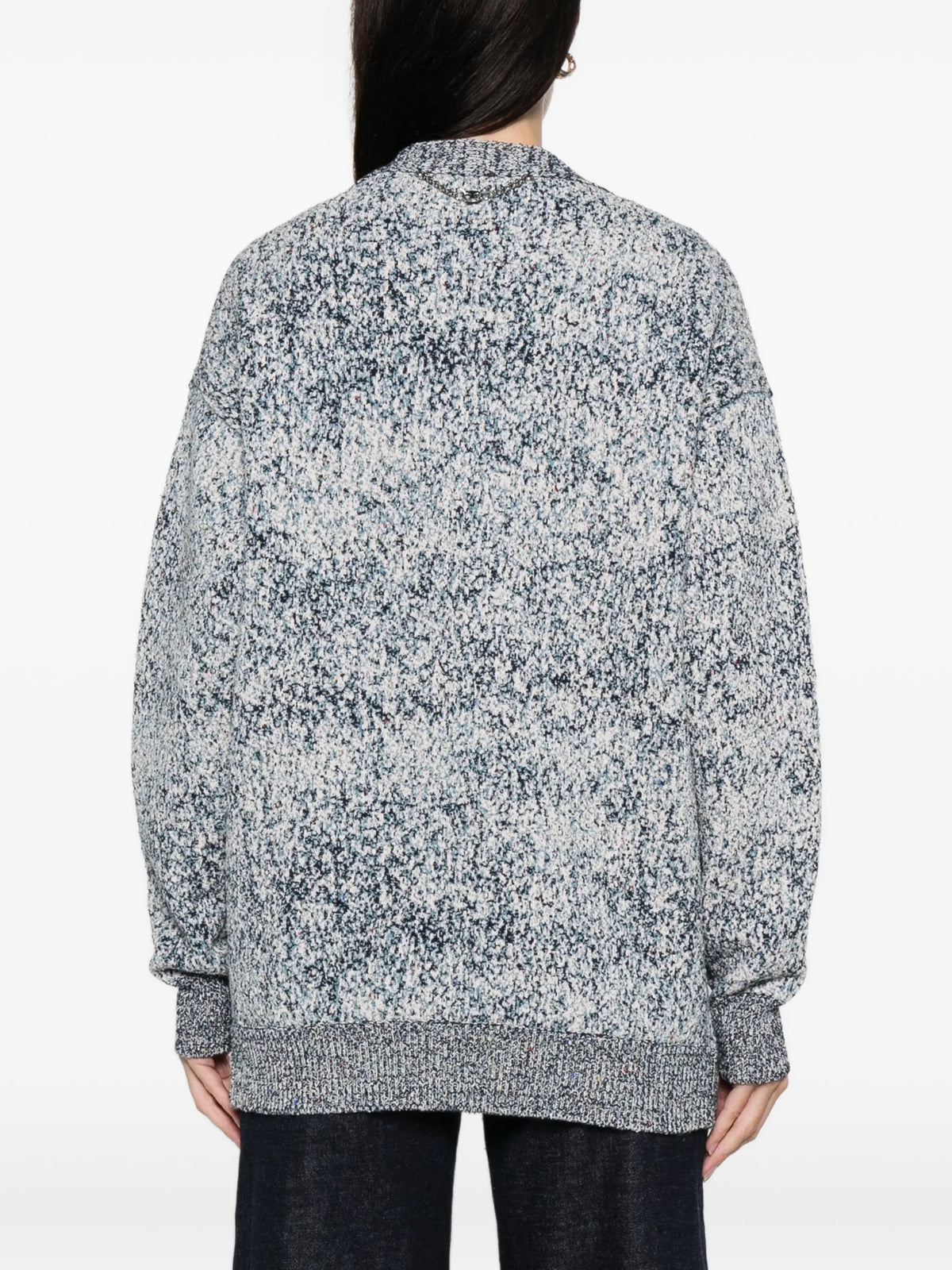 Image of Tweed Effect Blue Cardigan by Rabanne for Women - Season Spring-Summer 2026 - Model View 3
