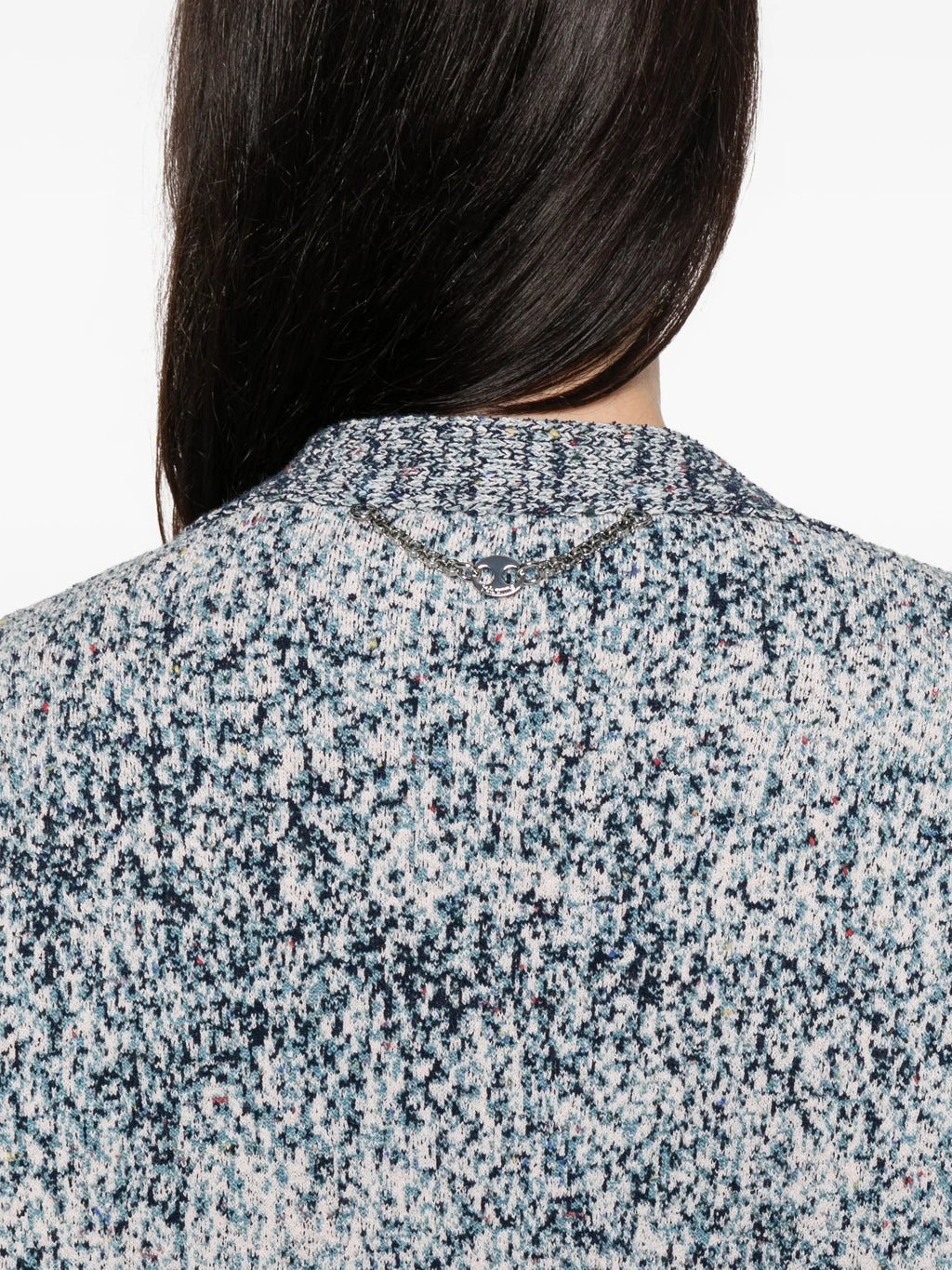 Image of Tweed Effect Blue Cardigan by Rabanne for Women - Season Spring-Summer 2026 - Model View 4