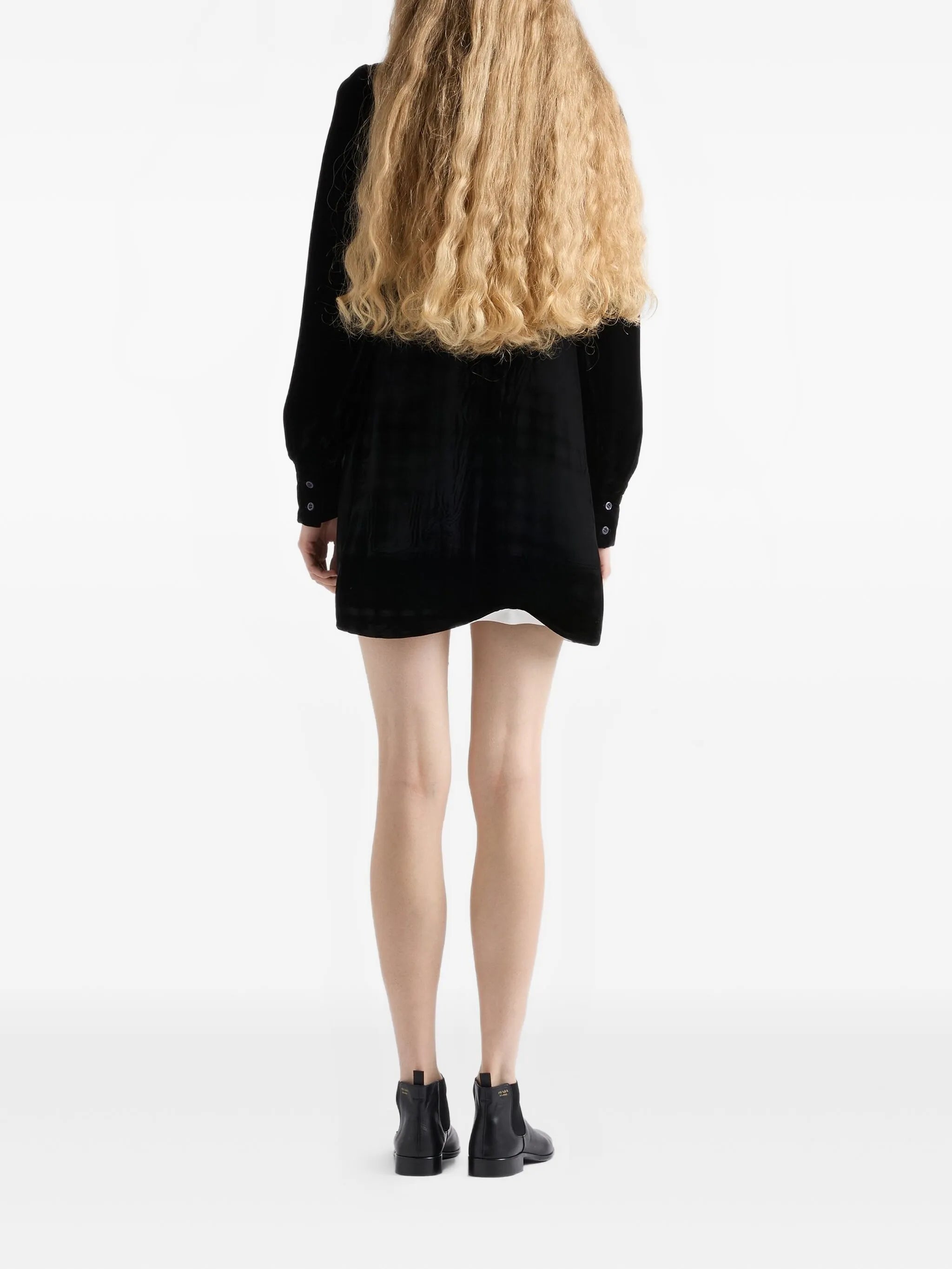 Image of Prada Black Velvet Dress by Prada for Women - Season Spring-Summer 2026 - Model view 2