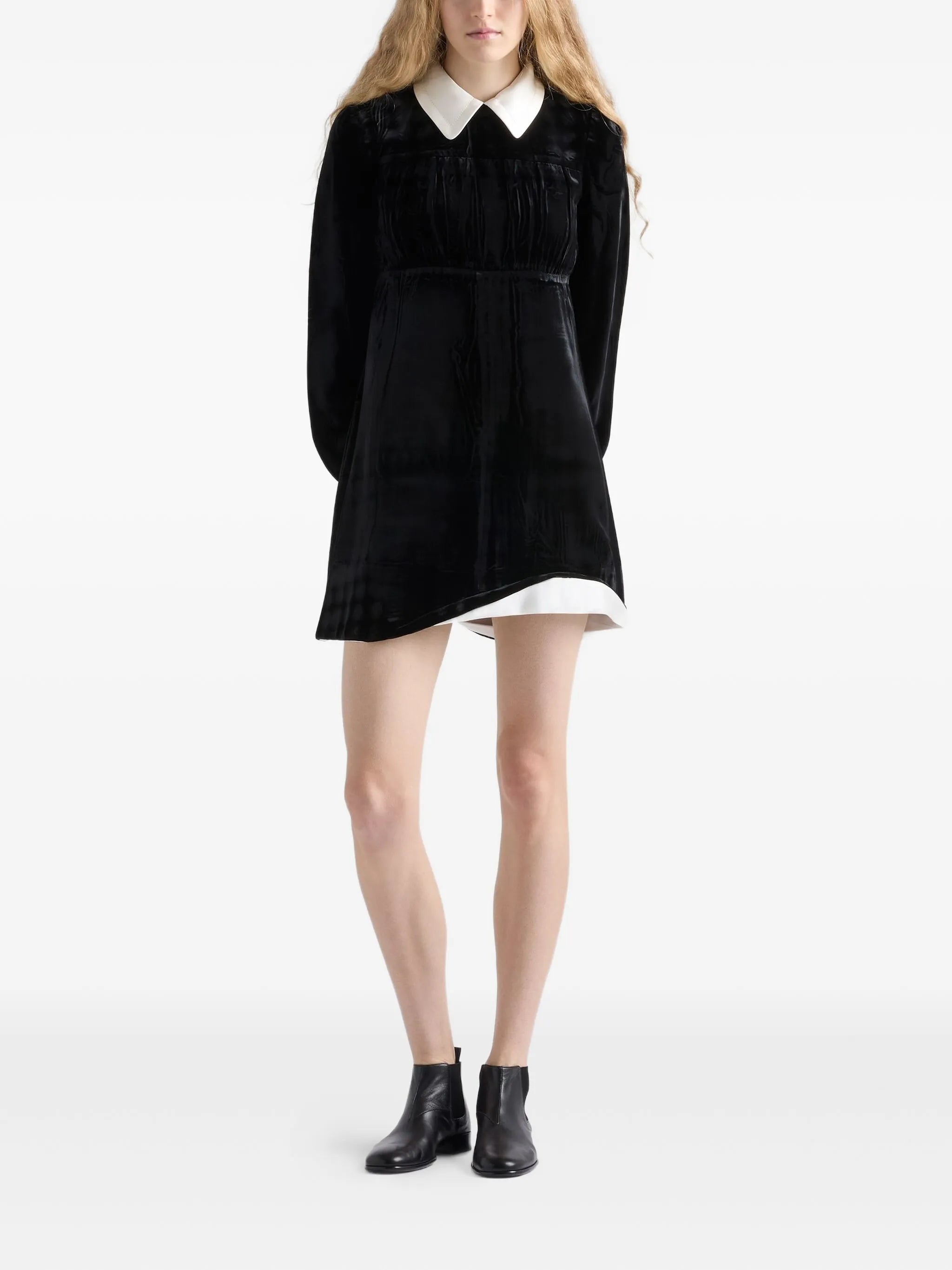 Image of Prada Black Velvet Dress by Prada for Women - Season Spring-Summer 2026 - Model view 1