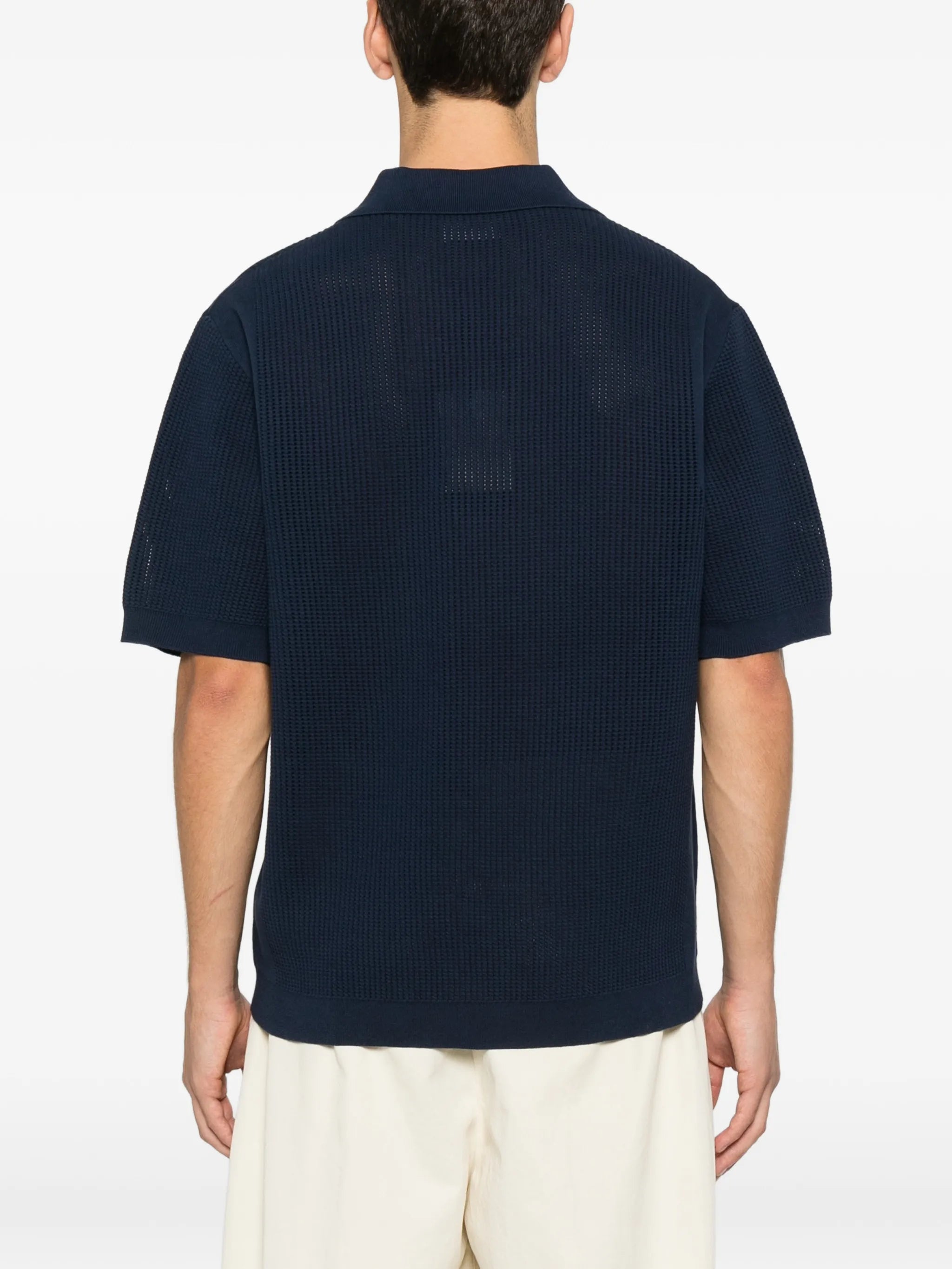 Imagem do polo de malha azul-marinho da Drole De Monsieur para Homens - Temporada Primavera-Verão 2026 - Vista do modelo 3