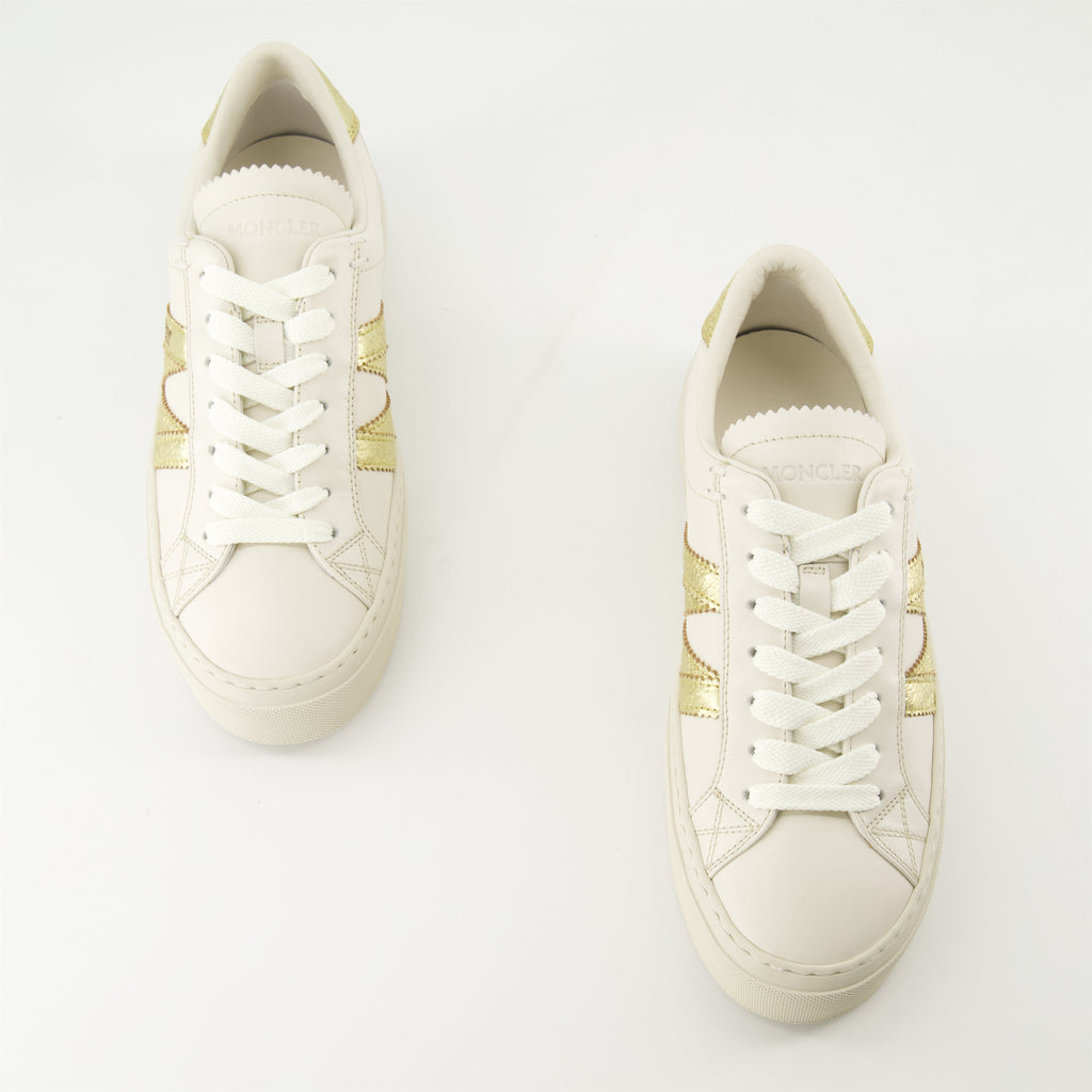 Monaco Leather Sneakers, Moncler footwear, White sneakers, Fashion sneakers, Stylish shoes