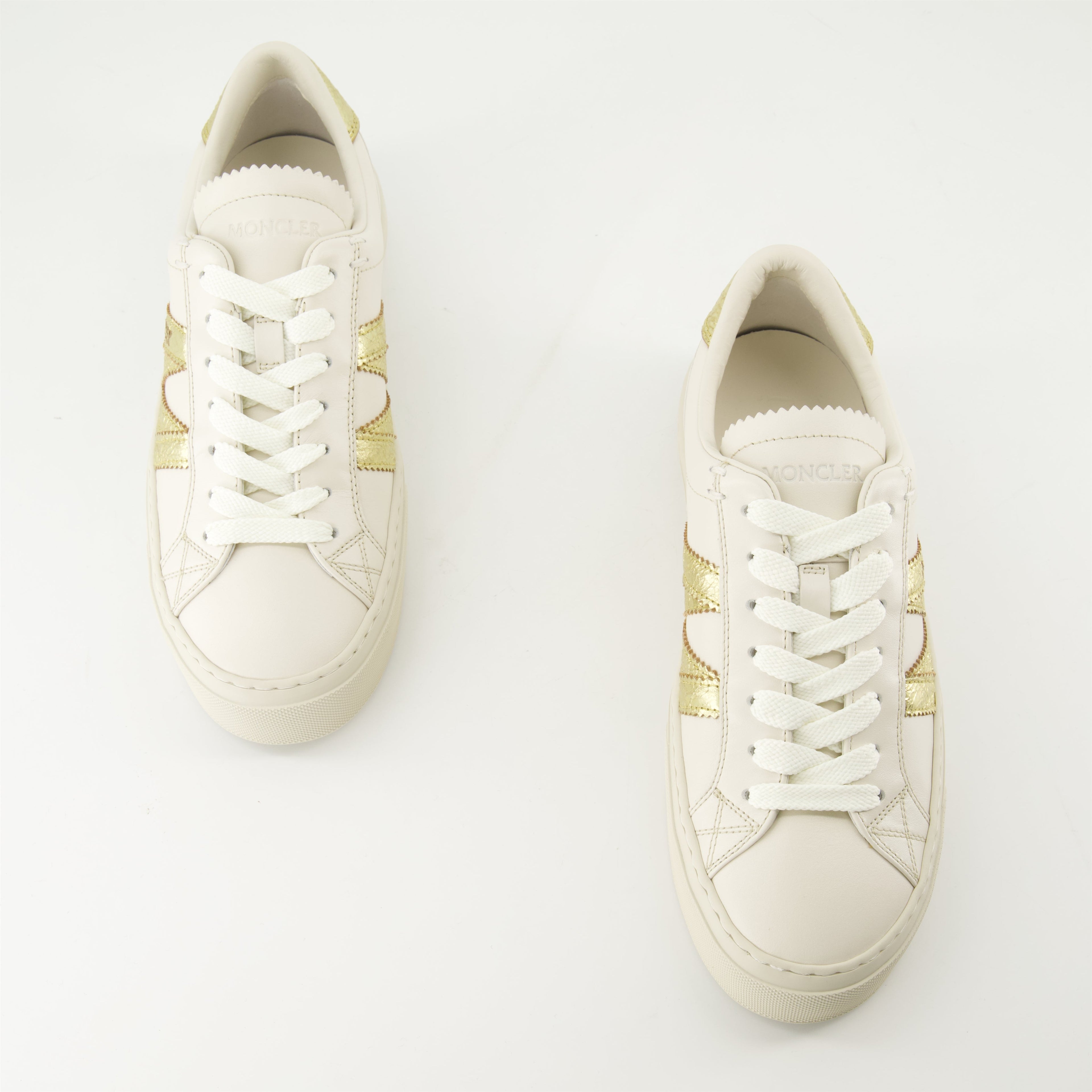 Monaco Leather Sneakers, Moncler footwear, White sneakers, Fashion sneakers, Stylish shoes