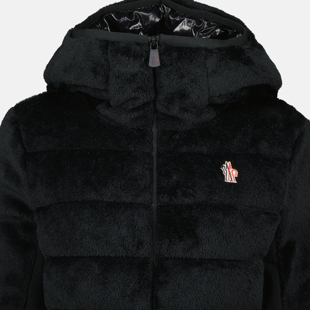 Moncler Grenoble coat, black zip-up coat, Autumn-Winter outerwear, Polartec fleece coat, stylish warm coat