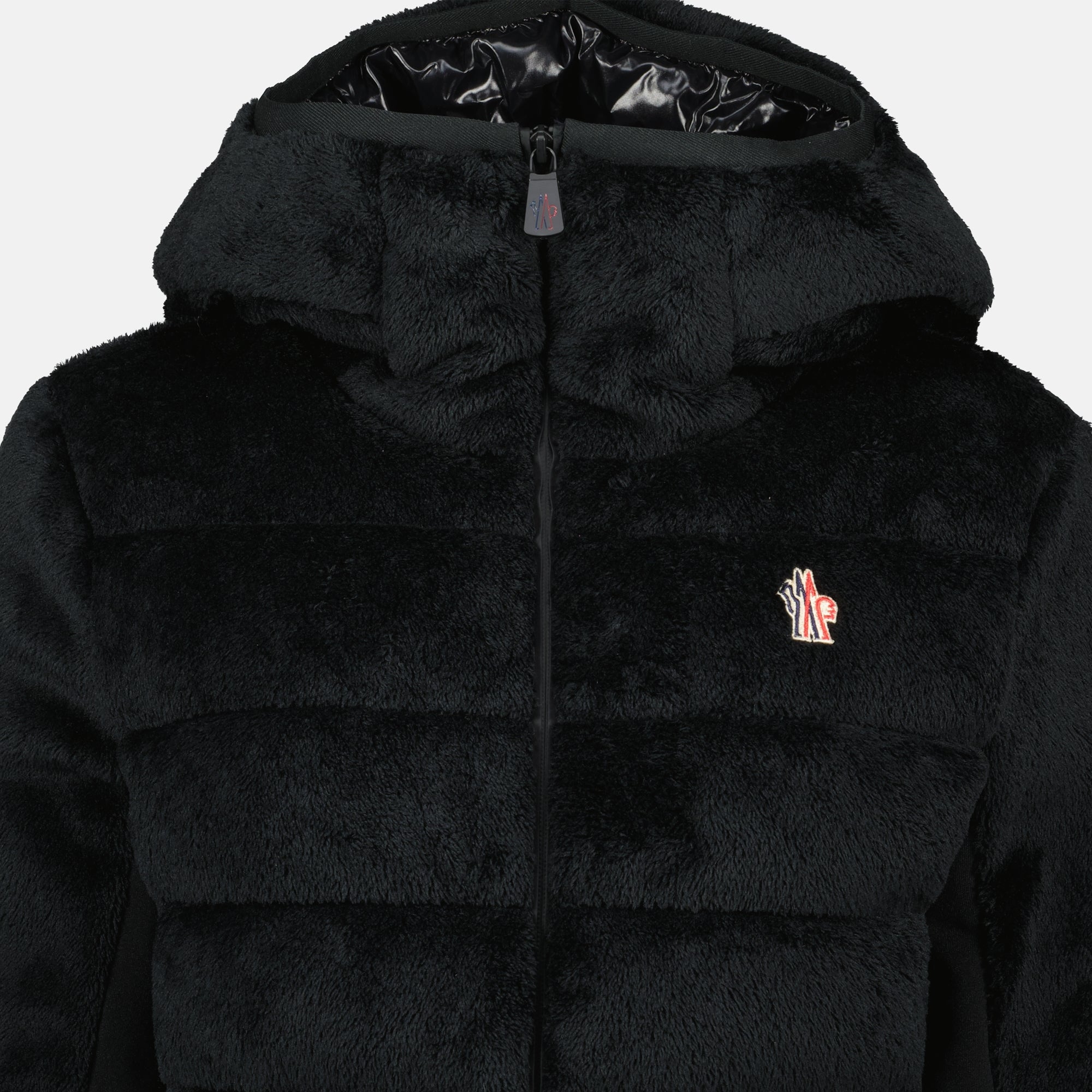 Moncler Grenoble coat, black zip-up coat, Autumn-Winter outerwear, Polartec fleece coat, stylish warm coat
