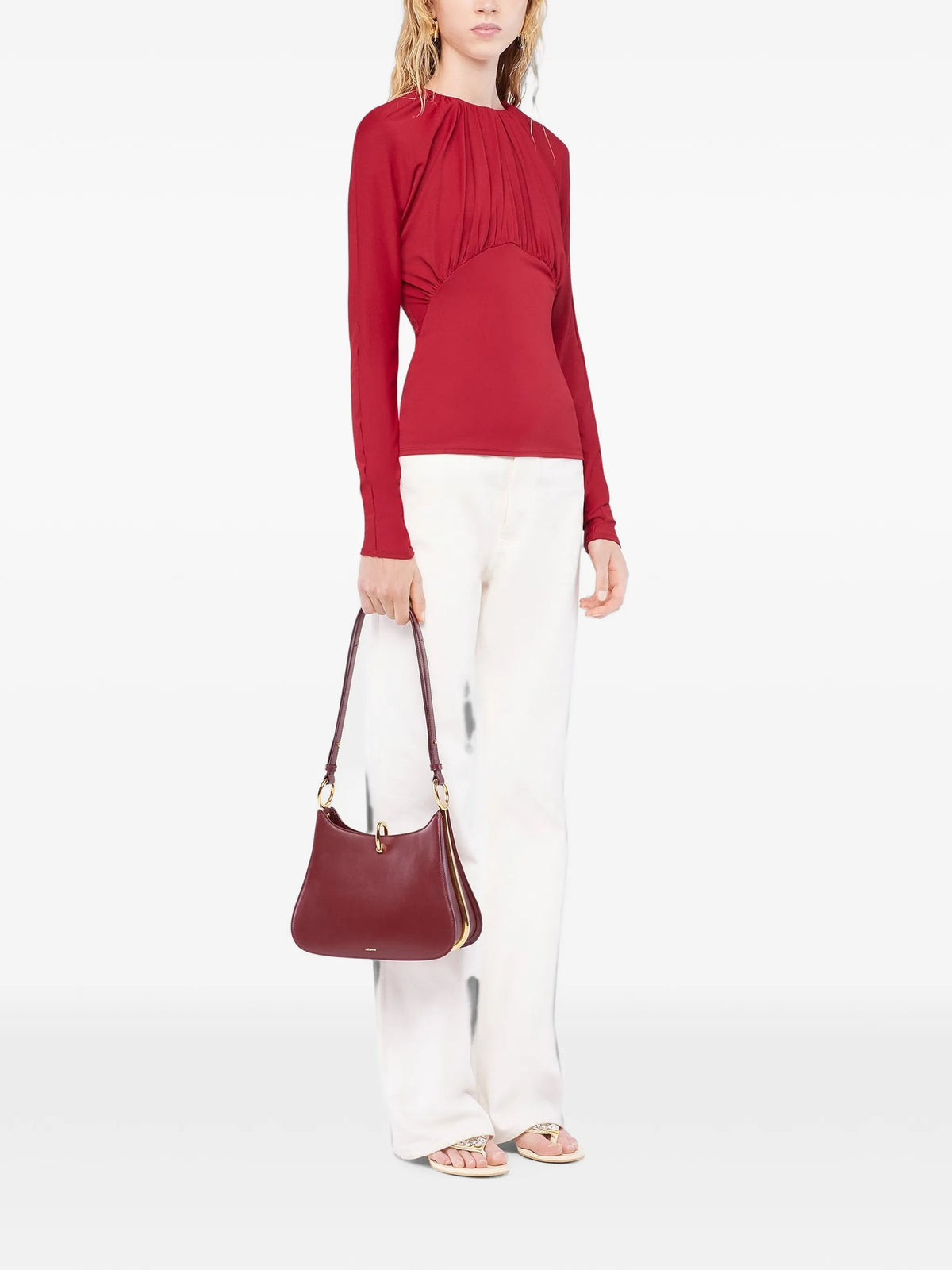 Image of Red Jersey Top by Rabanne for Women - Season Spring-Summer 2026 - Model View 2