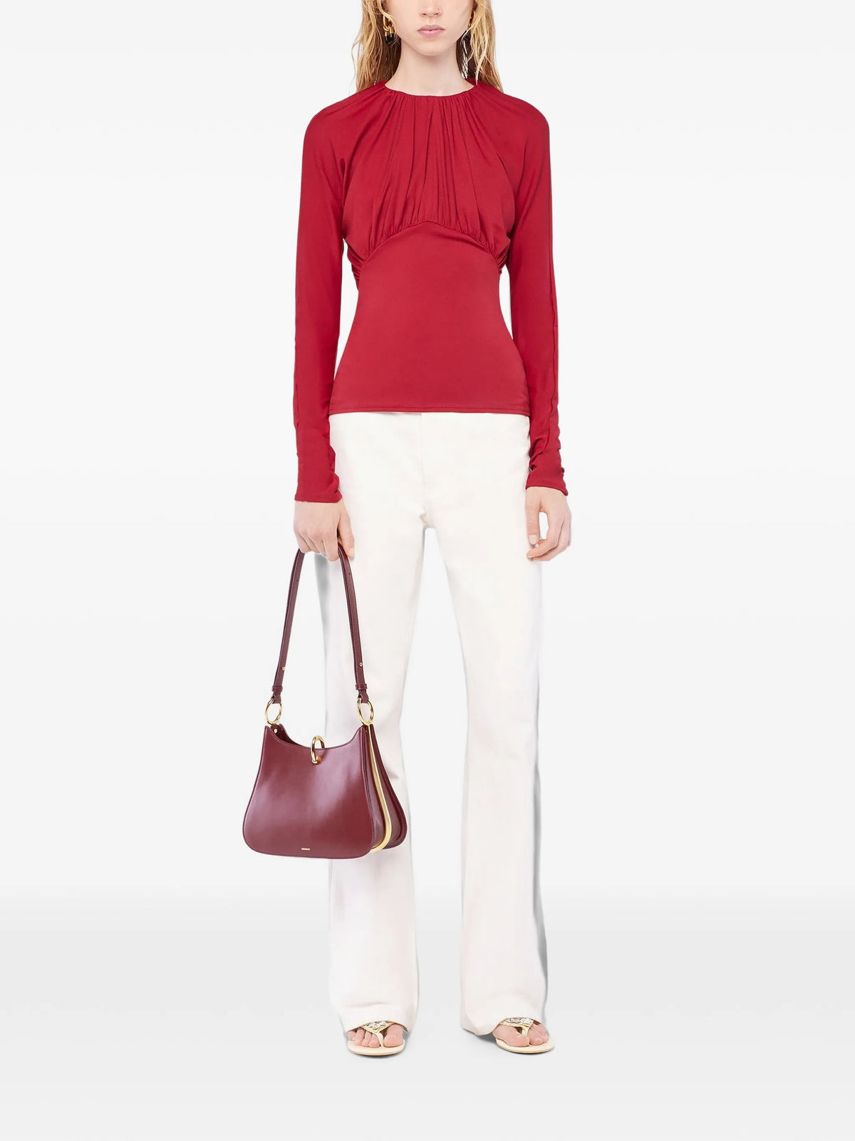 Image of Red Jersey Top by Rabanne for Women - Season Spring-Summer 2026 - Model View 1