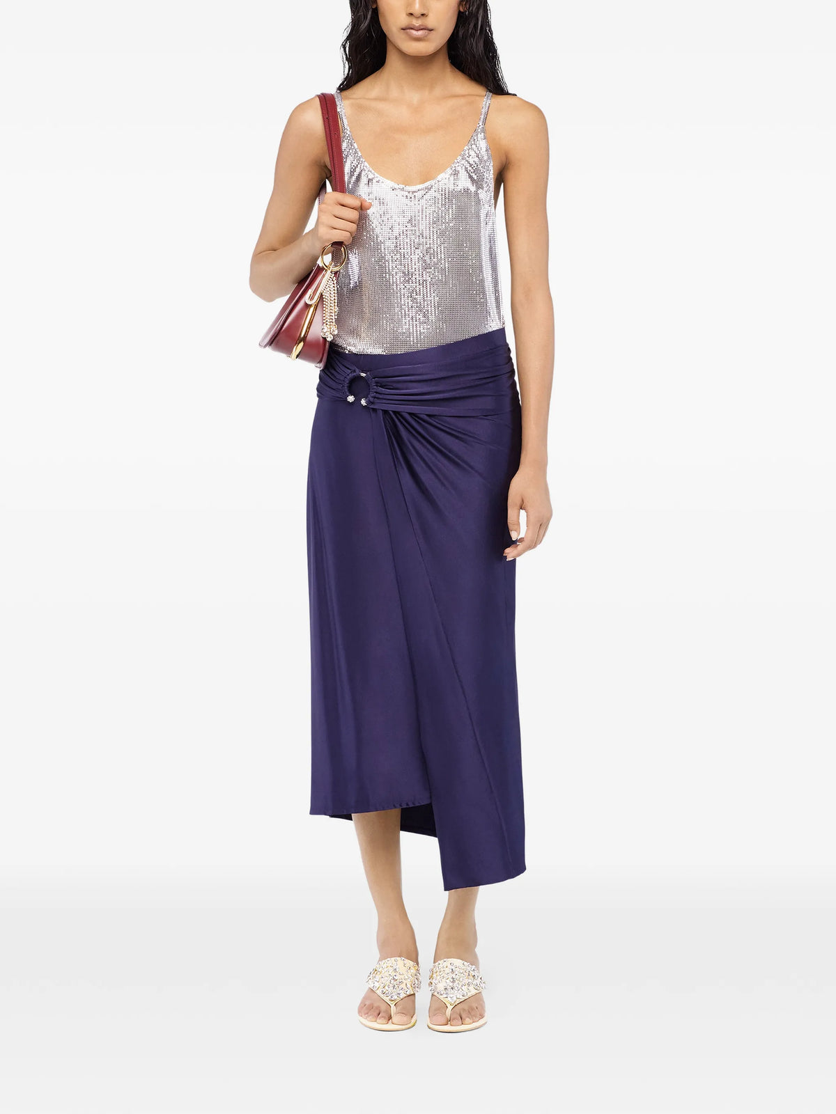 Image of Jupe Midi Percing by Rabanne for Women - Season Spring-Summer 2026 - Model View 1