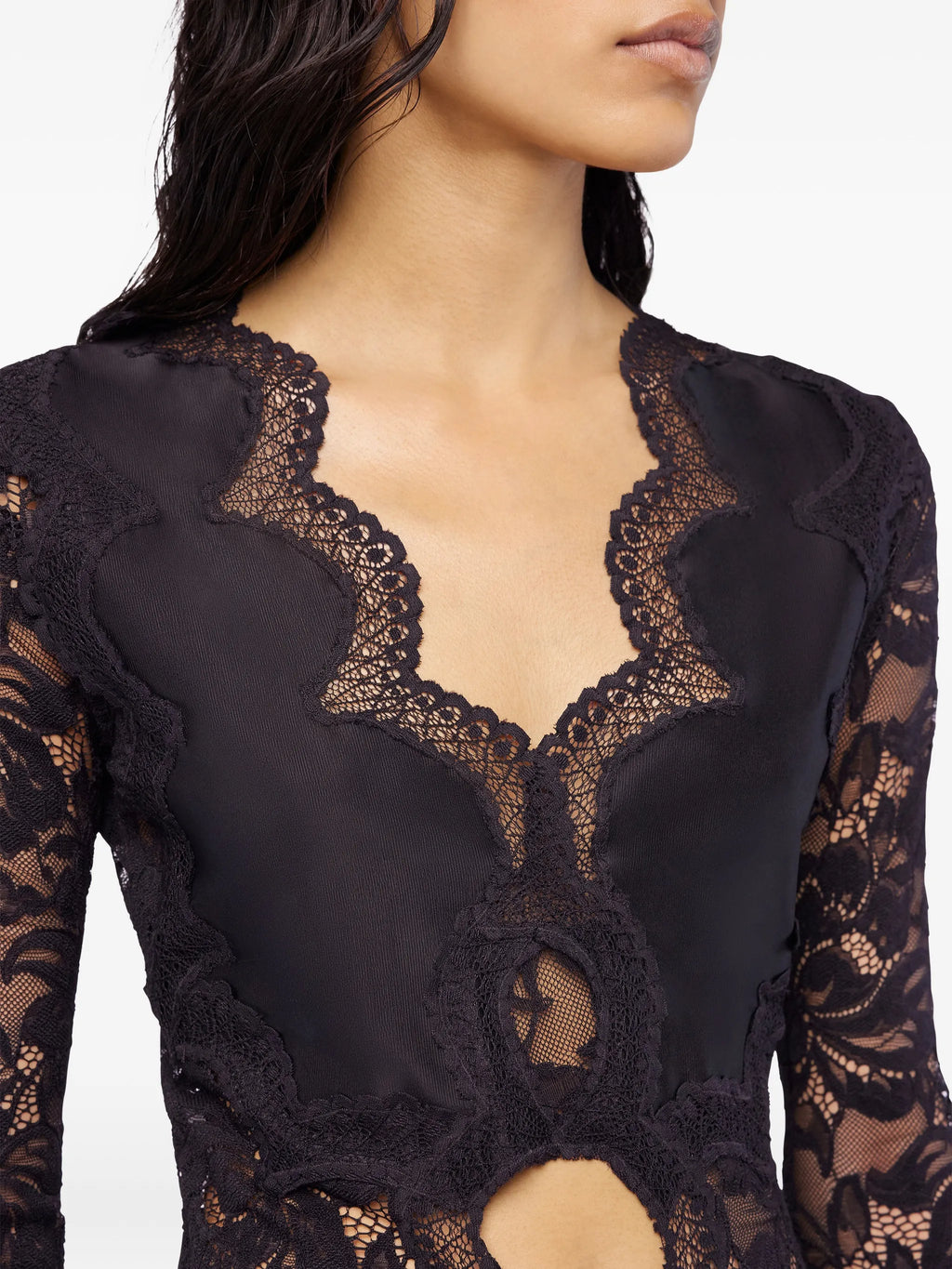 Image of Lace and Jersey Top by Rabanne for Women - Season Spring-Summer 2026 - Model View 4