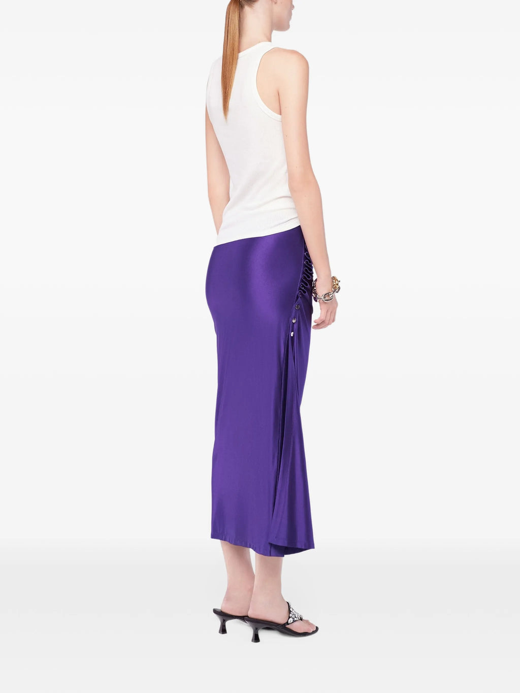 Image of Draped Midi Jersey Skirt by Rabanne for Women - Season Spring-Summer 2026 - Model View 3