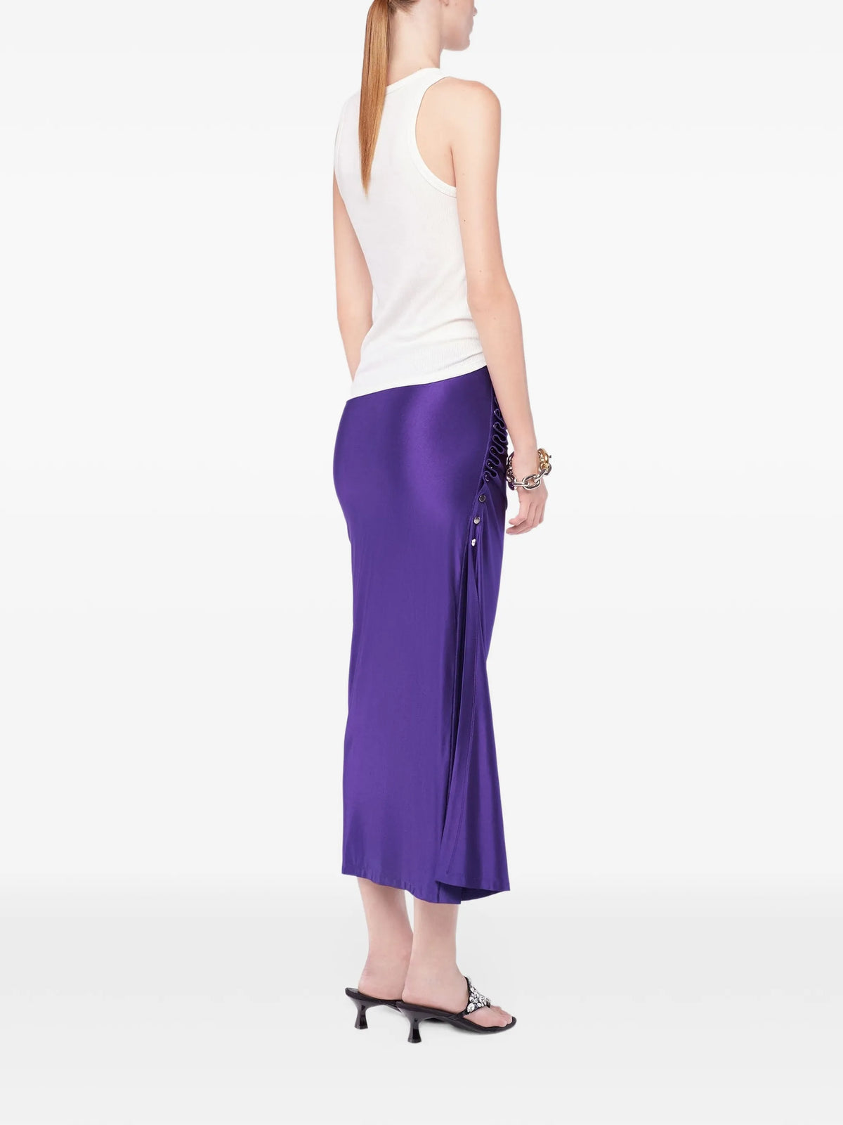 Image of Draped Midi Jersey Skirt by Rabanne for Women - Season Spring-Summer 2026 - Model View 3