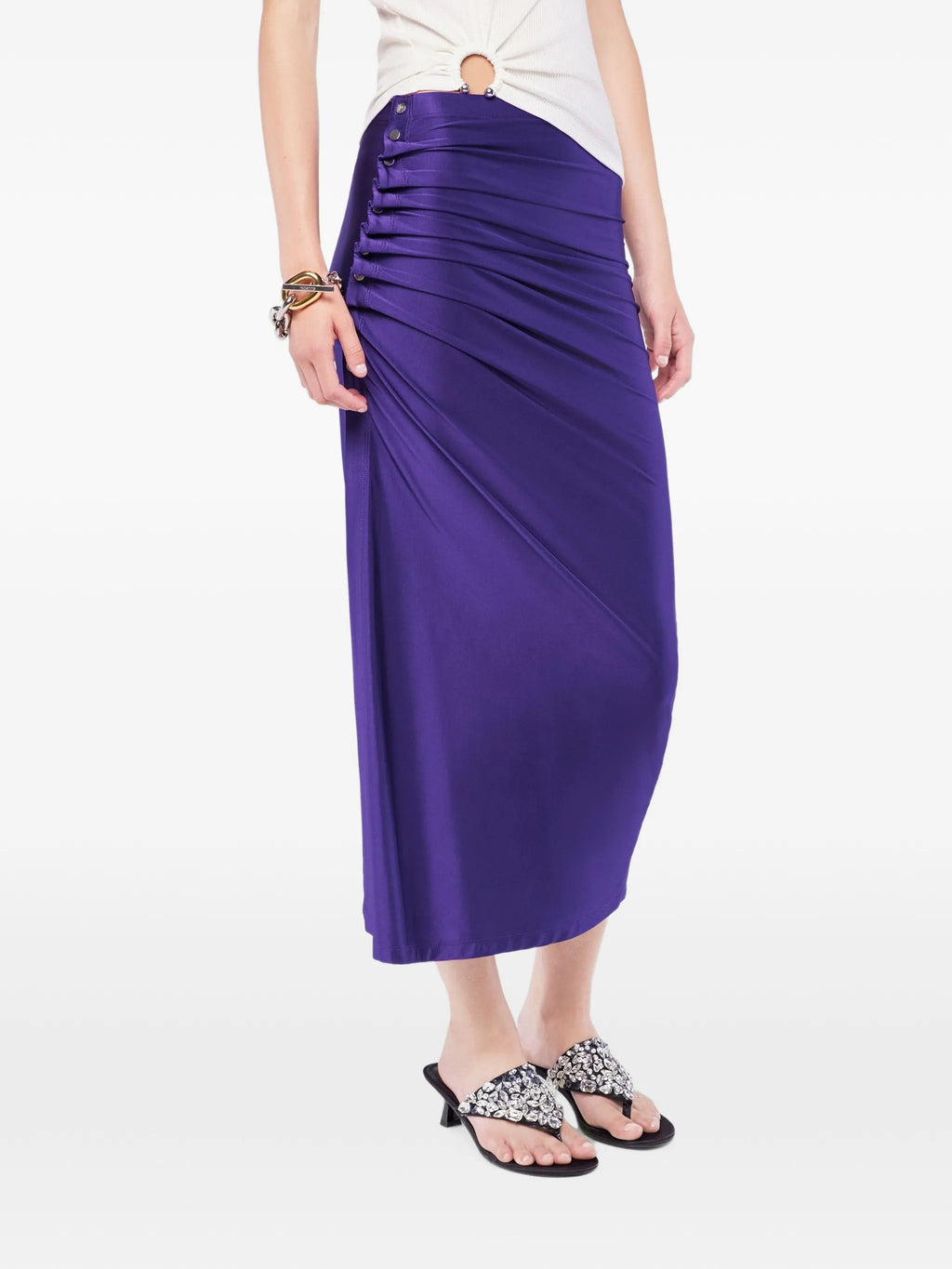 Image of Draped Midi Jersey Skirt by Rabanne for Women - Season Spring-Summer 2026 - Model View 4