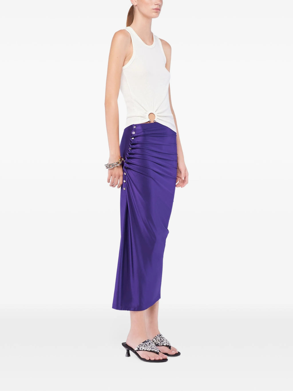 Image of Draped Midi Jersey Skirt by Rabanne for Women - Season Spring-Summer 2026 - Model View 2