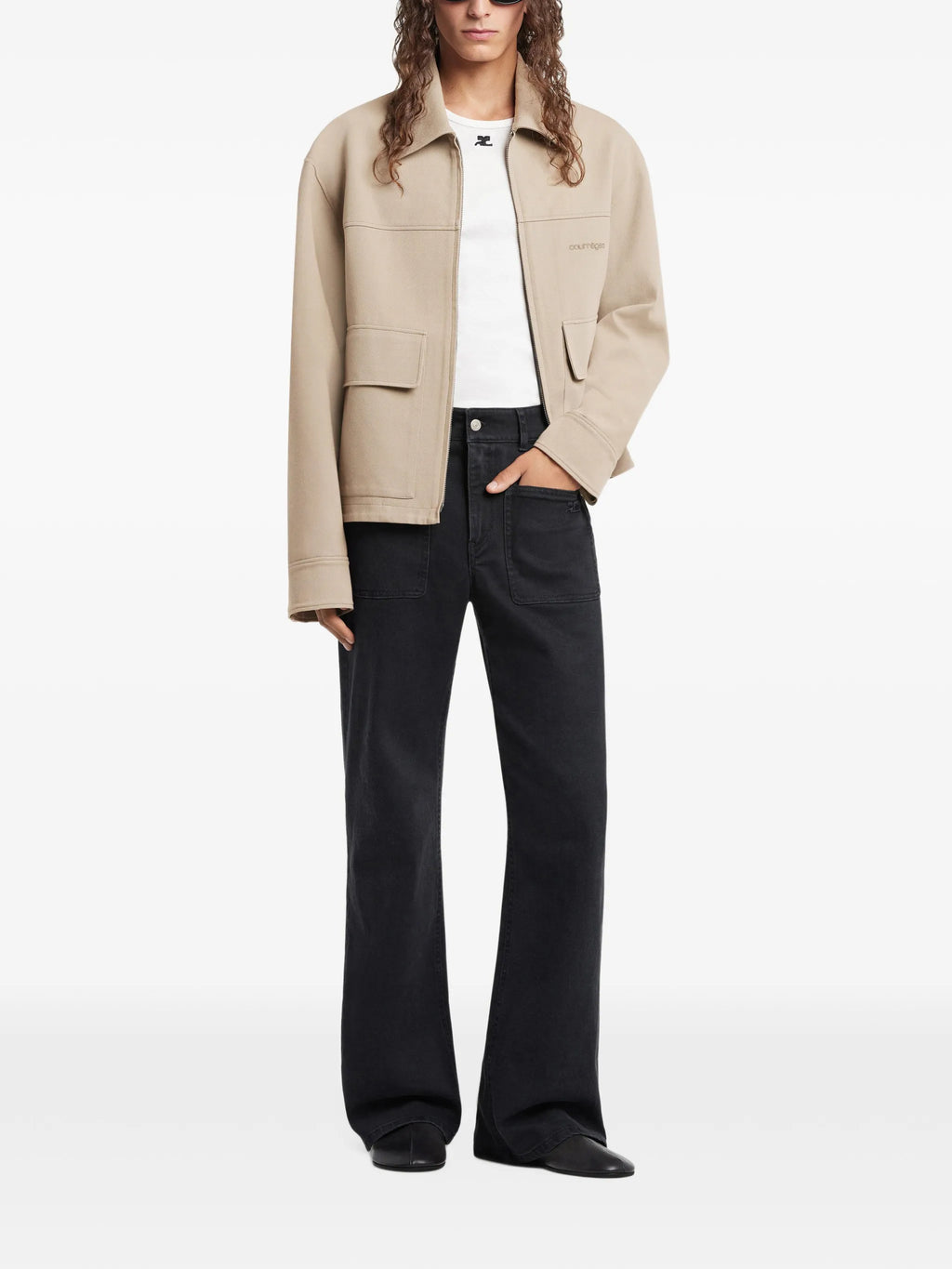 Image of Beige Zip Jacket by Courrèges for Men - Season Spring-Summer 2026 - Model View 2